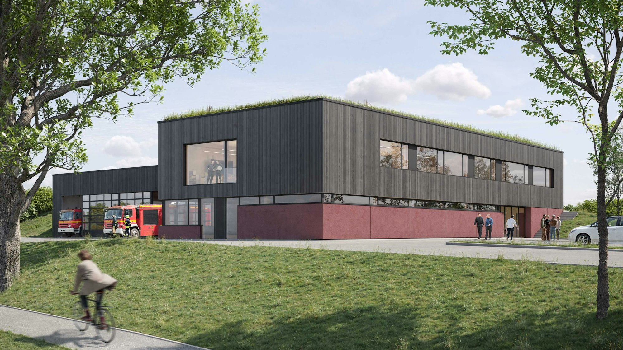 Visualisierung des neuen Feuerwehrhauses in Lohmar-Birk