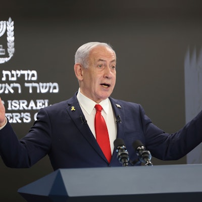 Der israelische Ministerpräsident Benjamin Netanjahu spricht während einer Pressekonferenz  in Jerusalem.
