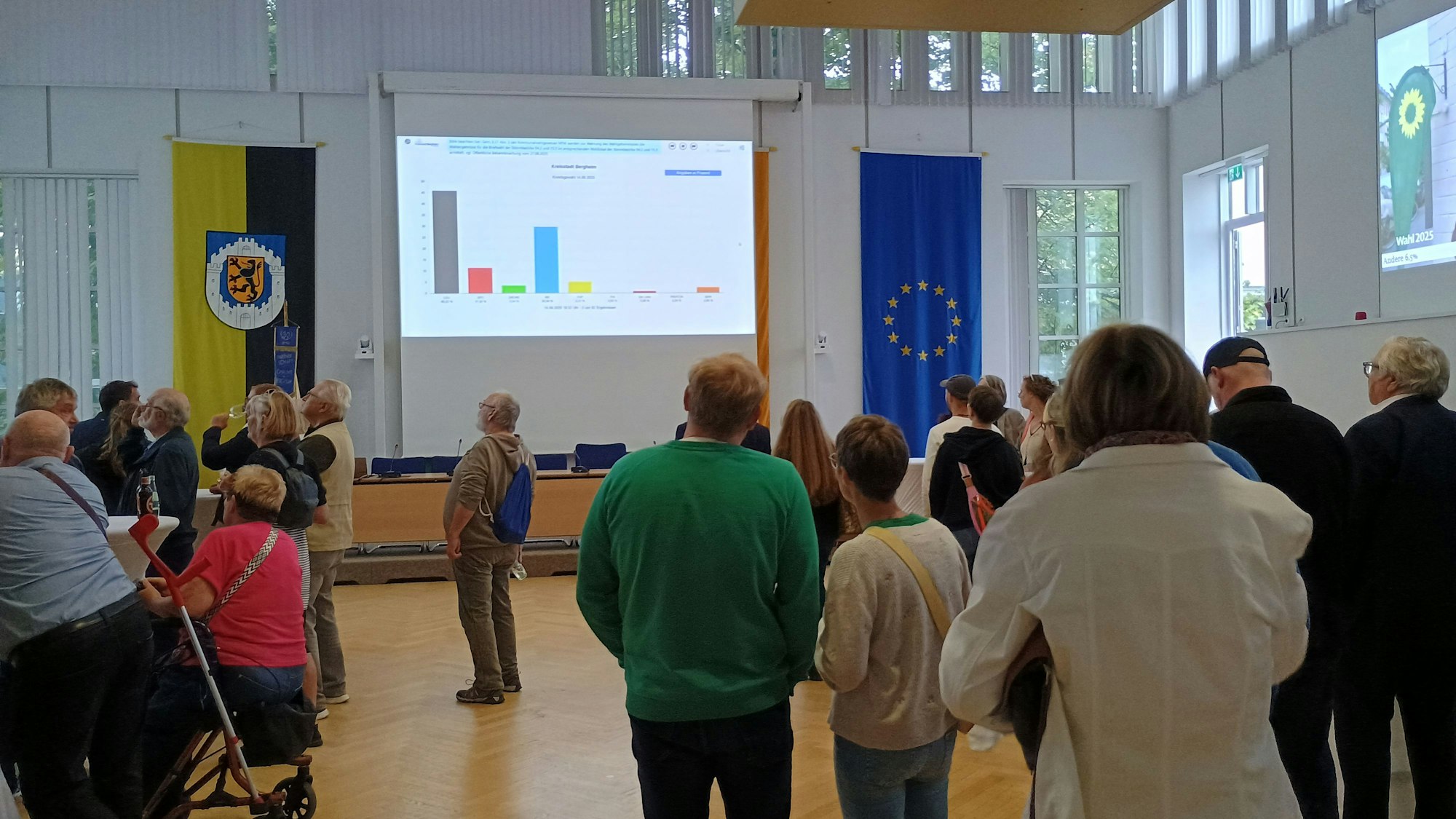 Auf dem Bild sind viele Menschen im Ratssaal der Stadt Bergheim zu sehen.