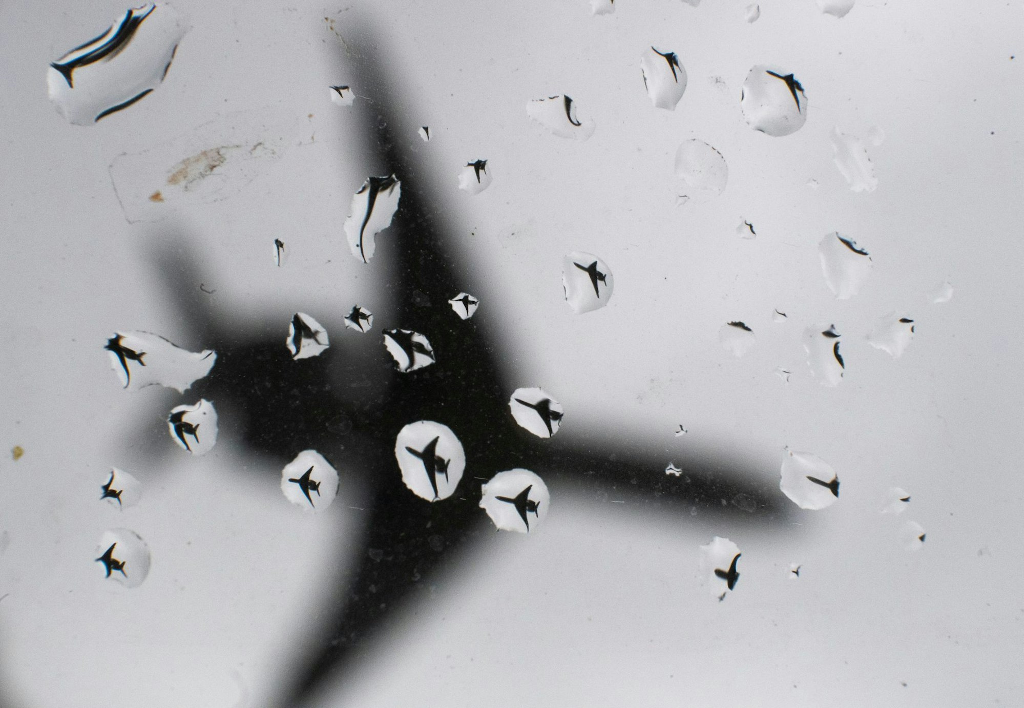 Ein Flugzeug landet bei Regenwetter. (Symbolbild)