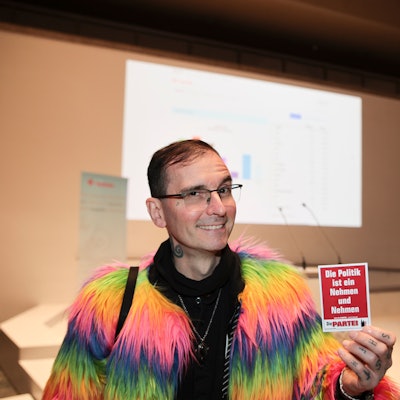 14.09.2025, Köln: Oberbürgermeisterwahl 2025 Kommunalwahl 2025. Wahlpräsentation im Historischen Rathaus.Mark Benecke ( OB Kandidat Die  Partei)Foto:Dirk Borm.