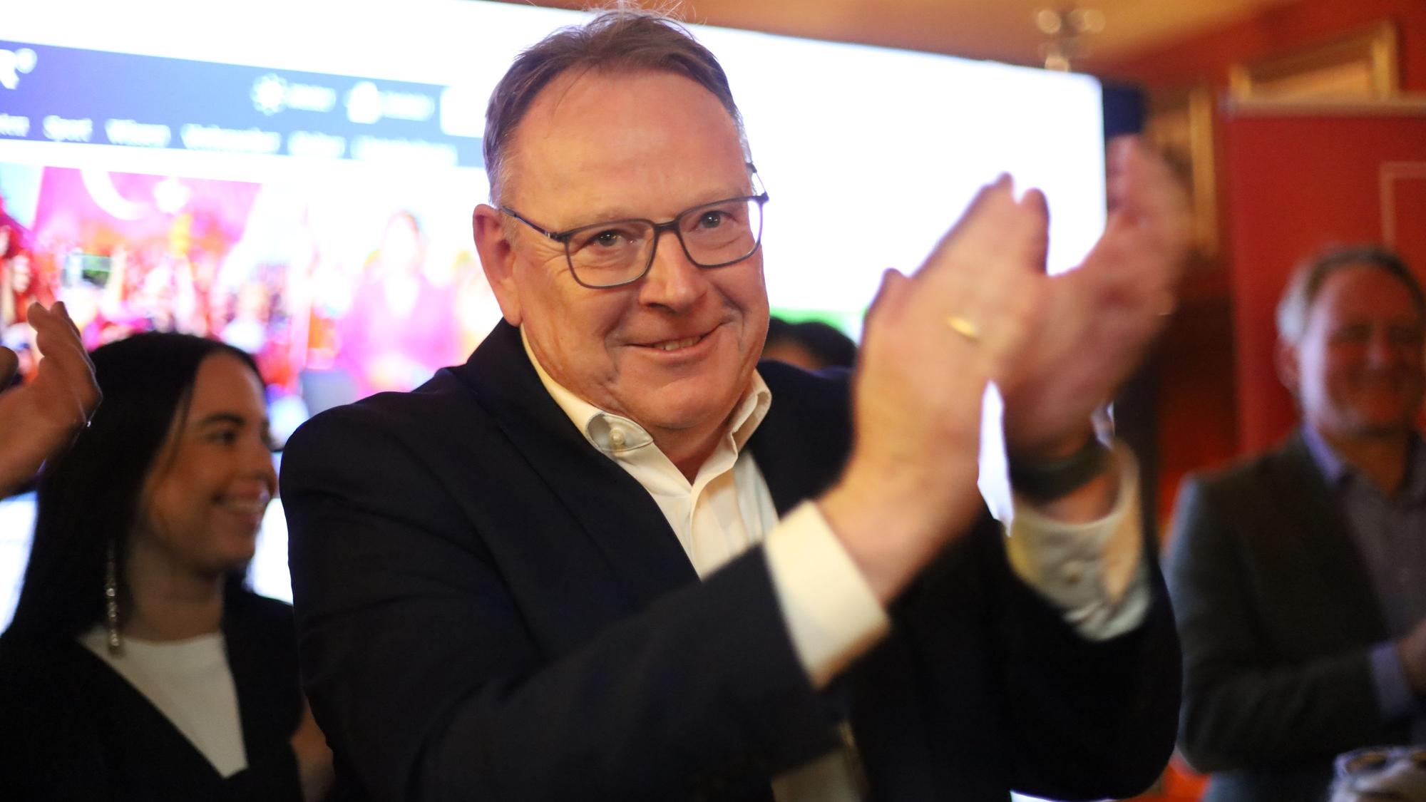 14.09.2025, Köln: Die SPD Köln verbringt die Wahlnacht bei der Kommunalwahl 2025 in im Dom im Stapelhaus. Torsten Burmester, SPD Spitzenkandidat bei der Oberbürgermeisterwahl 2025. Foto: Arton Krasniqi