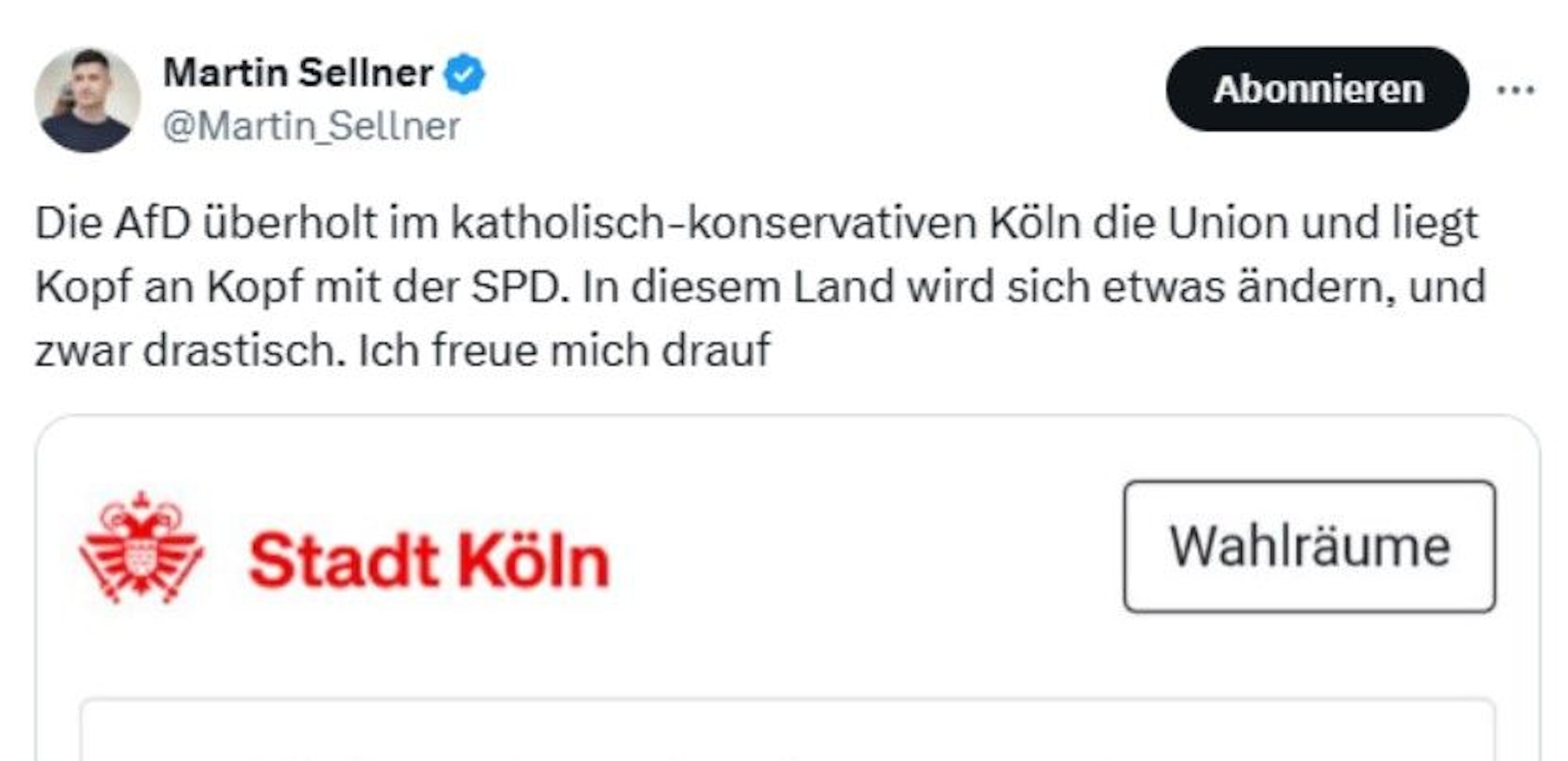 Ein Screenshot zeigt den später wieder gelöschten X-Beitrag von Martin Sellner.