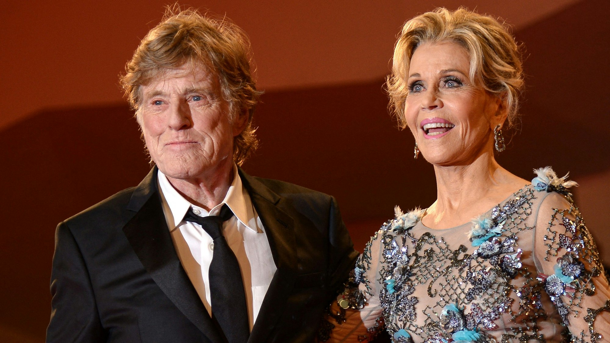 A photo taken on September 1, 2017 shows US actors Jane Fonda and Robert Redford attending the premier of the movie "Our Souls at Night" during the 74th Venice Film Festival at Venice Lido. Cinema legend Robert Redford, a screen great both in front of and behind the camera whose career spanned six decades, died early on September 16, 2025, at his home in Utah, his publicist said. He was 89.