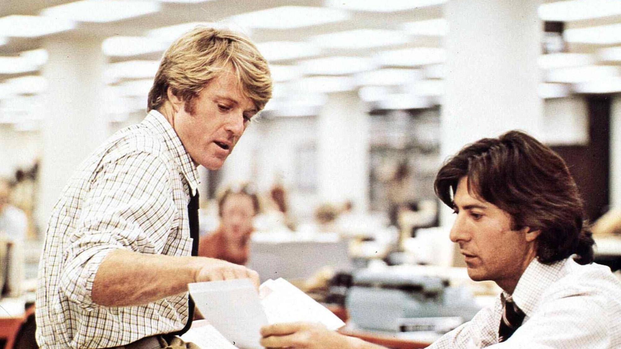 Robert Redford neben Dustin Hoffman in „Die Unbestechlichen“.