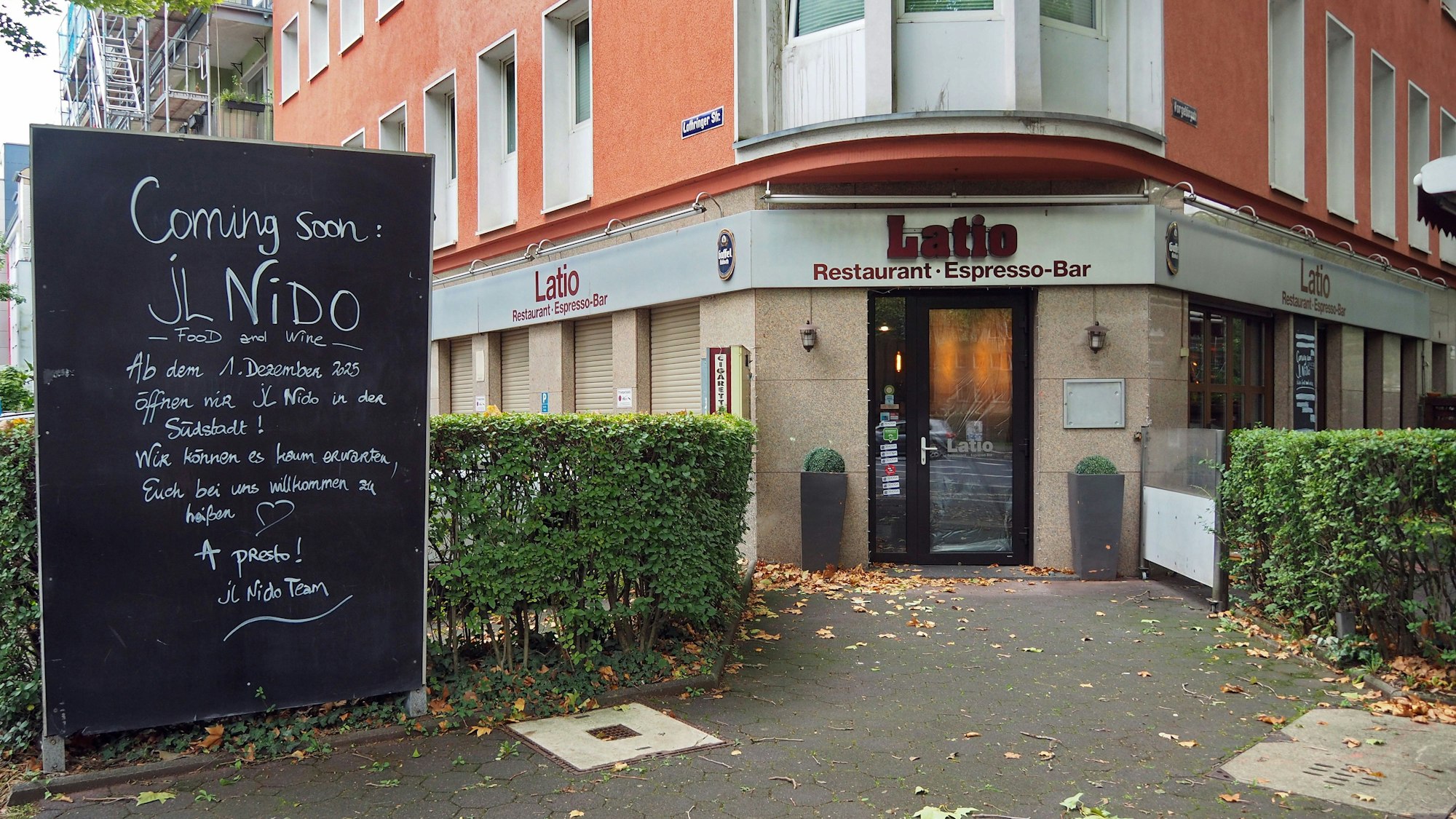 Das „Latio“ in der Vorgebirstraße ist Vegrangenheit. Im Dezember eröffnet hier das Restaurant „il Nido“ seinen Türen.