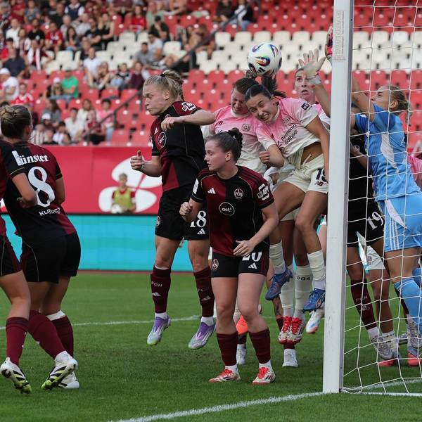 21.09.2025 - Fussball - Saison 2025 2026 - 1. Google Pixel Frauen Bundesliga - 03. Spieltag: 1. FC Nürnberg FCN Club Clubfrauen - Bayer 04 Leverkusen - Sportfoto Zink / DaMa - xdaxma - Tor Treffer Torschuß zum 0:1 - Torschütze Loreen Bender 19, Bayer 04 Leverkusen gegen Larissa Rusek 21, 1. FC Nürnberg / FCN *** 21 09 2025 Soccer Season 2025 2026 1 Google Pixel Women Bundesliga 03 Matchday 1 FC Nürnberg FCN Club Clubfrauen Bayer 04 Leverkusen Sportfoto Zink DaMa xdaxma Goal Goal Shot to 0 1 Goalscorer Loreen Bender 19, Bayer 04 Leverkusen vs Larissa Rusek 21, 1 FC Nürnberg FCN
