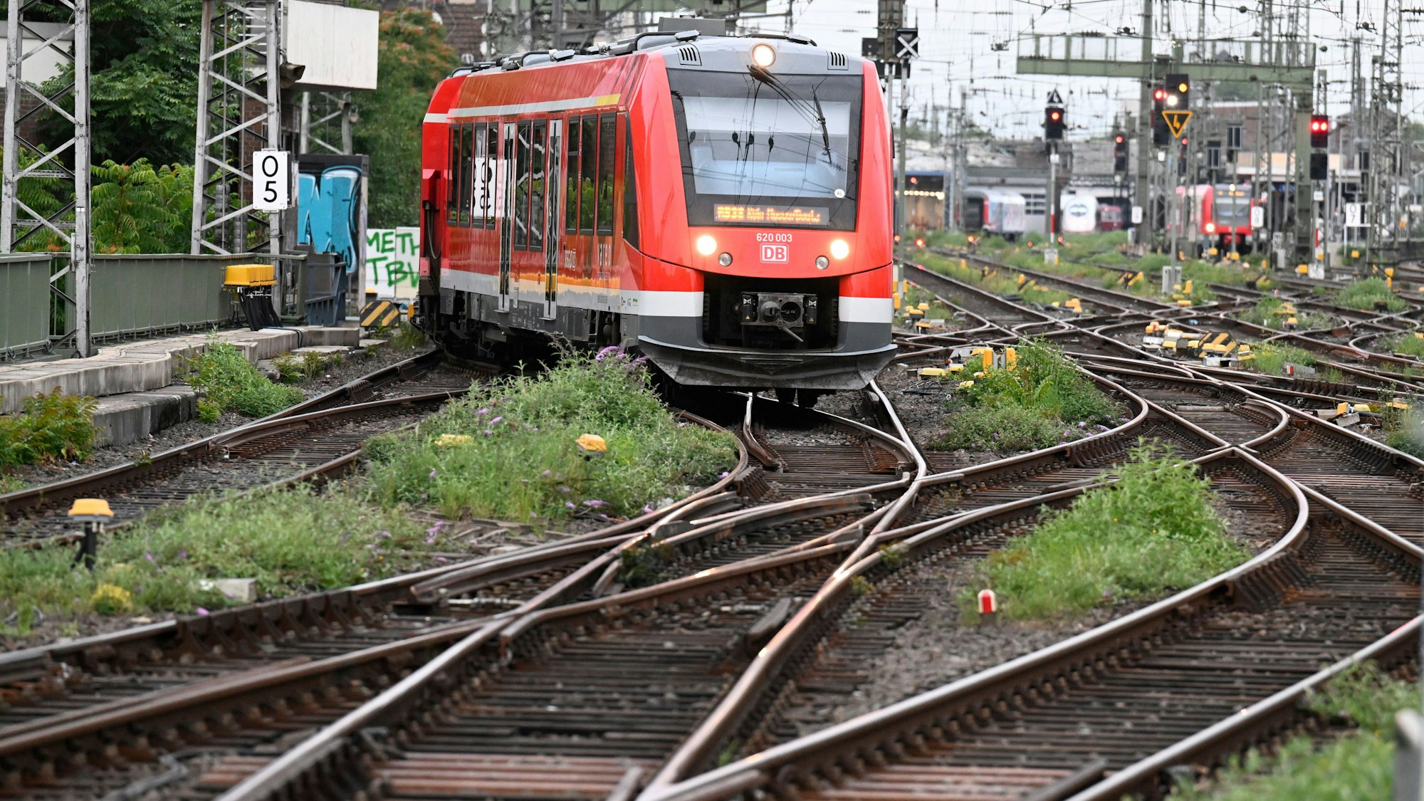 Ein Regional-Zug der Deutschen Bahn fährt in den Kölner Hauptbahnhof ein.