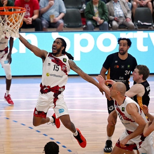 10.05.2025, Basketball-Bayer Giants-Lok Bernau
Donte Nicholas (Bayer)
Foto: Uli Herhaus