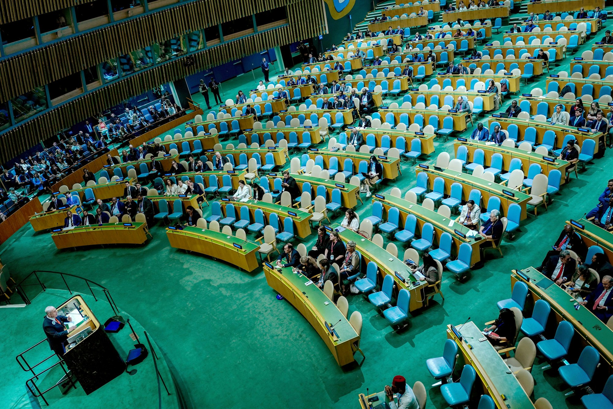 26.09.2025, USA, New York: Benjamin Netanjahu, Ministerpräsident von Israel, spricht bei der Generaldebatte der UN-Vollversammlung. Zu dem größten diplomatischen Ereignis der Welt werden über mehrere Tage über 140 Staats- und Regierungschefs erwartet. Foto: Kay Nietfeld/dpa +++ dpa-Bildfunk +++
