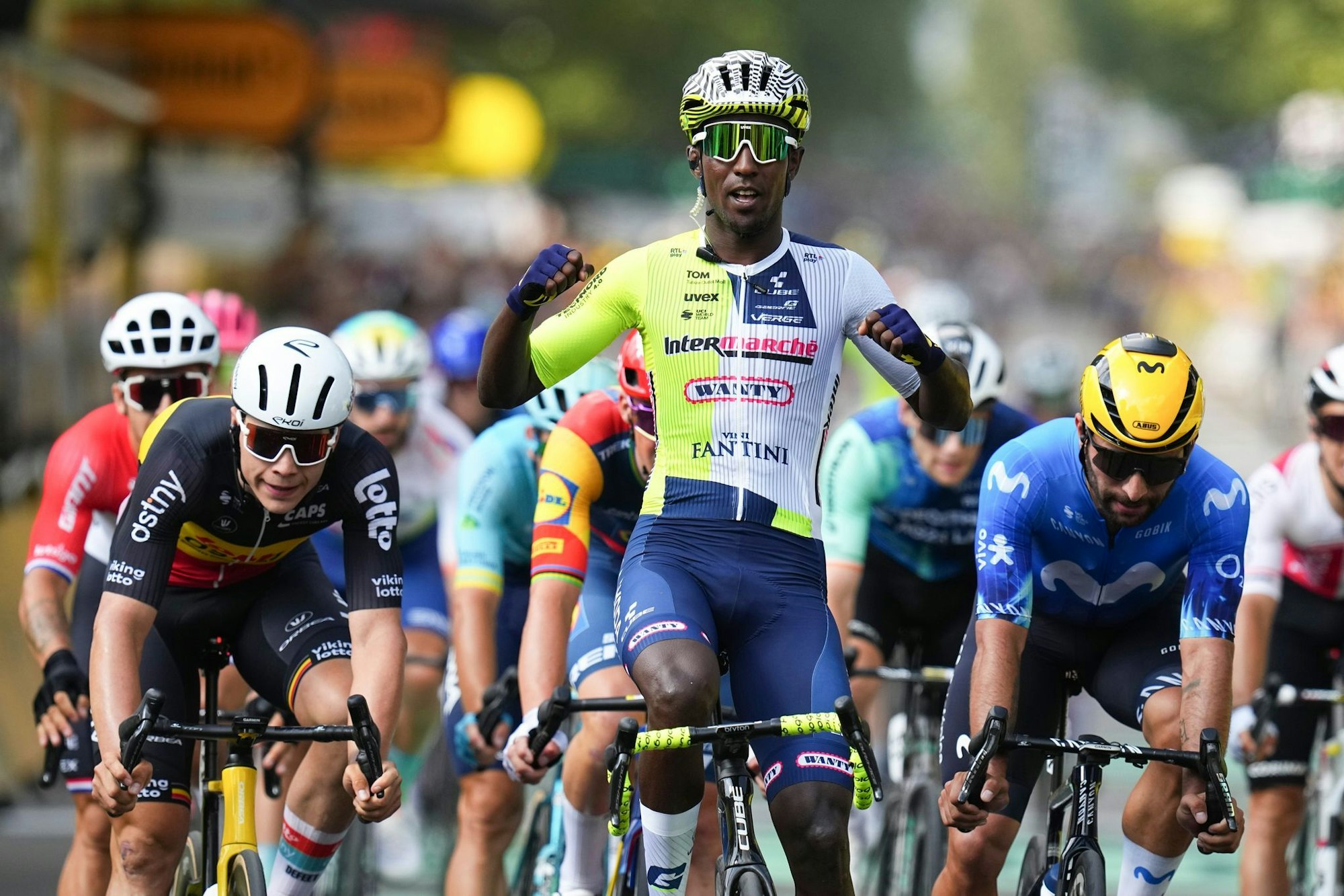 Biniam Girmay feiert seinen ersten Tagessieg bei der Tour de France. (Archivbild)