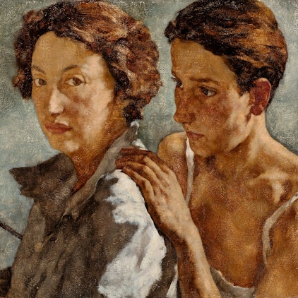 Lotte Laserstein, Ich und mein Modell, Öl auf Leinwand, 49,5 × 69,5 cm, Privatsammlung