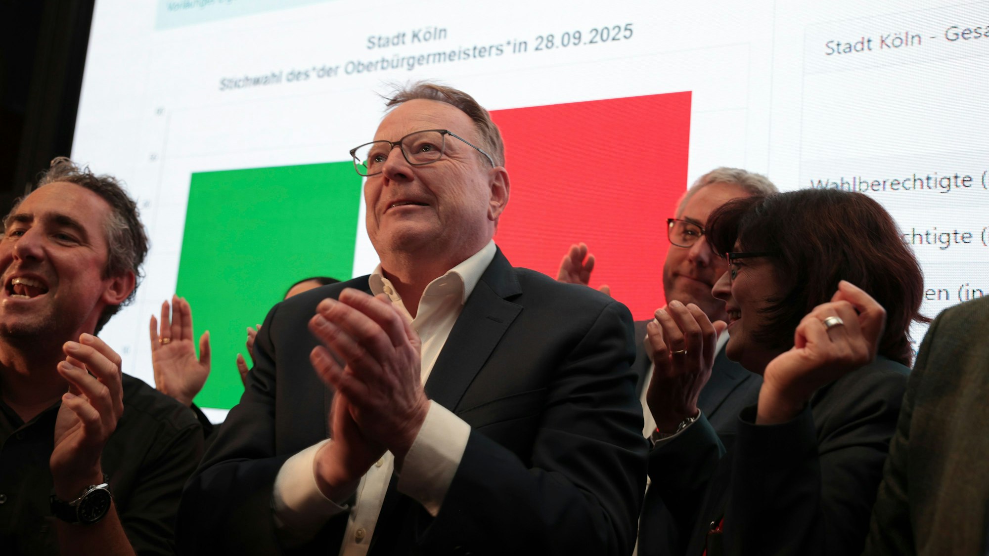 Torsten Burmester auf seiner Wahlparty in der Malzmühle.