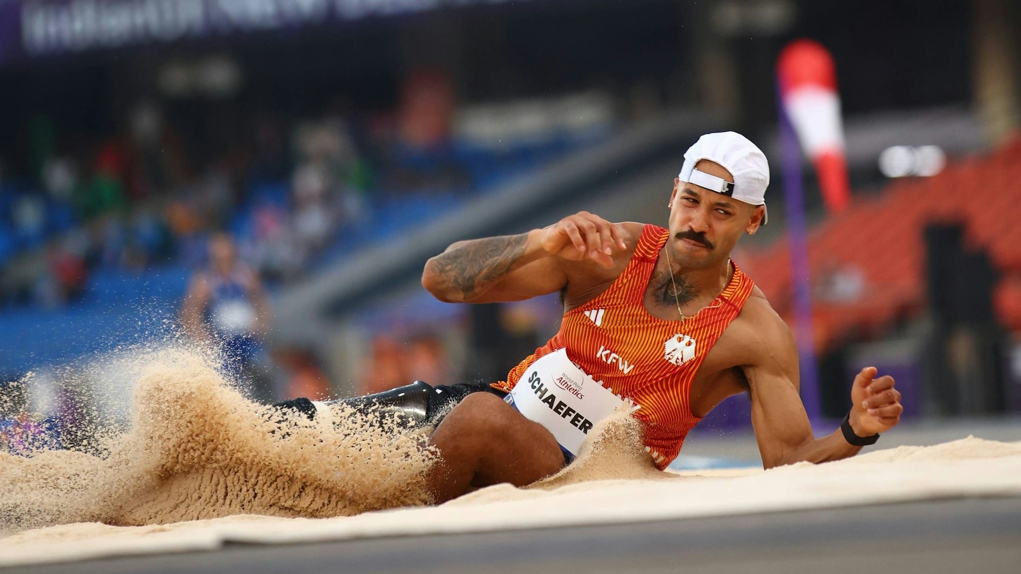 New Delhi 2025 World Para Athletics Championships, India, 29.09.2025 Leon Schäfter of Team Germany competing in Mens Long Jump T63 at New Delhi 2025 World Para Athletics Championships, India, 29.09.2025 Photo by Marcus Hartmann *** New Delhi 2025 World Para Athletics Championships, India, 29 09 2025 Leon Schäfter of Team Germany competing in Mens Long Jump T63 at New Delhi 2025 World Para Athletics Championships, India, 29 09 2025 Photo by Marcus Hartmann Copyright: xBEAUTIFULxSPORTS/MarcusxHartmannx