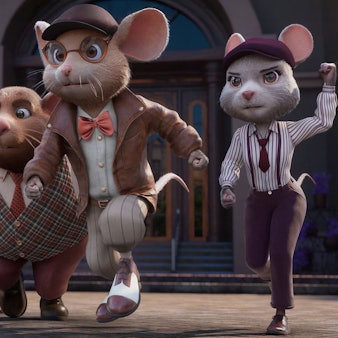Zu sehen ist ein Bild aus dem Animationsfilm, der von drei Mäusen handelt.