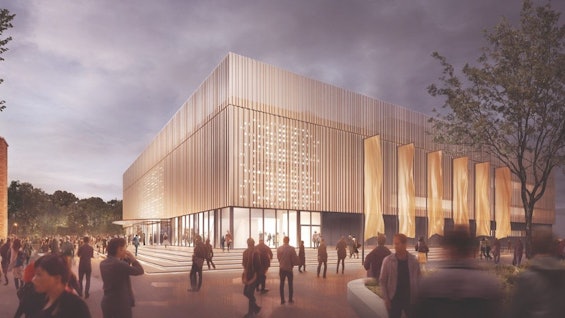 Visualisierung des auf zwei Ebenen gebauten Musical-Theaters am Staatenhaus in Deutz, wo sich bis Sommer noch die Interimsstätte der Oper Köln befindet.