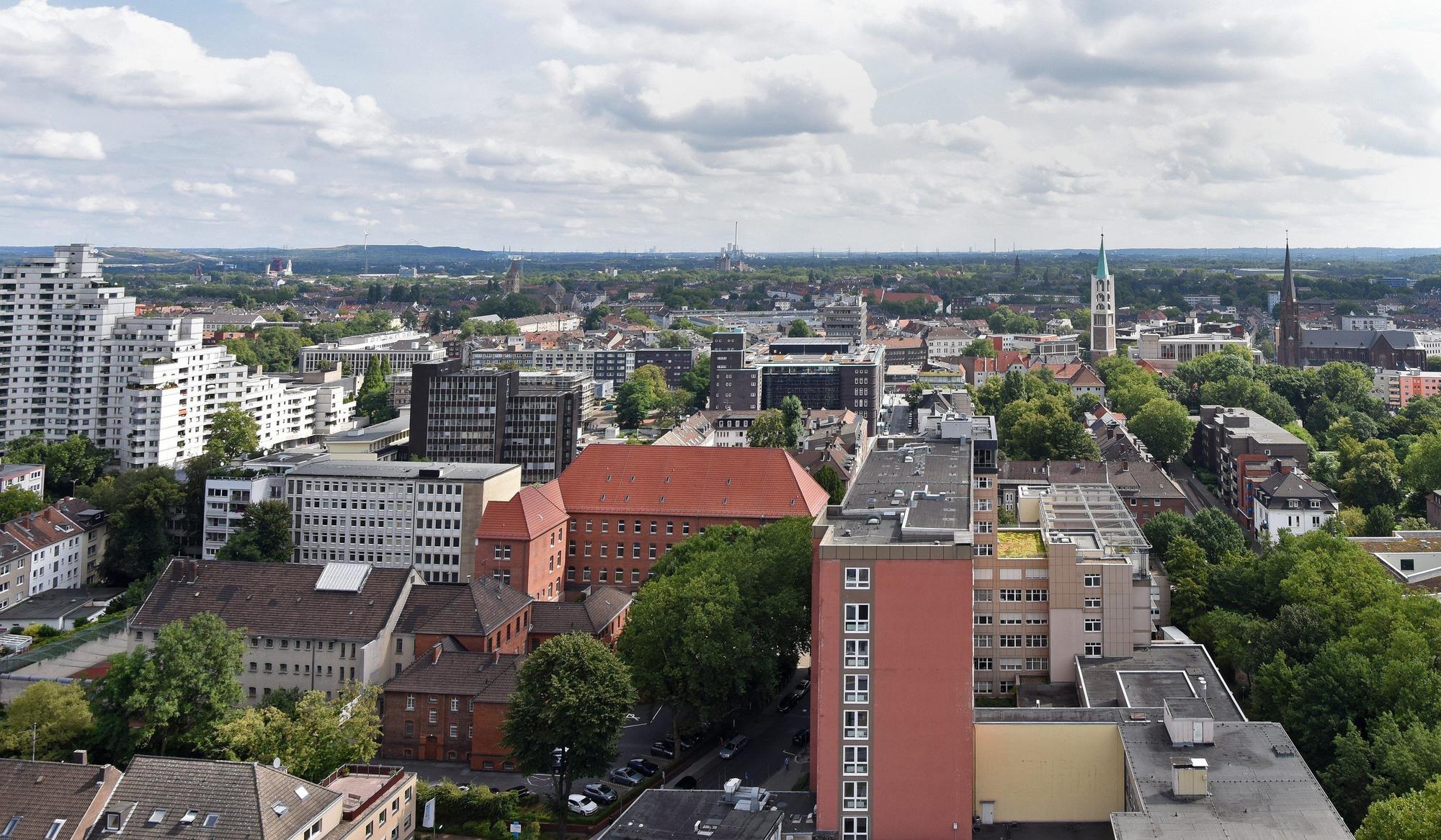 Die Innenstadt von Gelsenkirchen. Die ehemalige Bergarbeiterstadt im Ruhrgebiet ist trauriger Spitzenreiter der Statistik. (Archivbild)