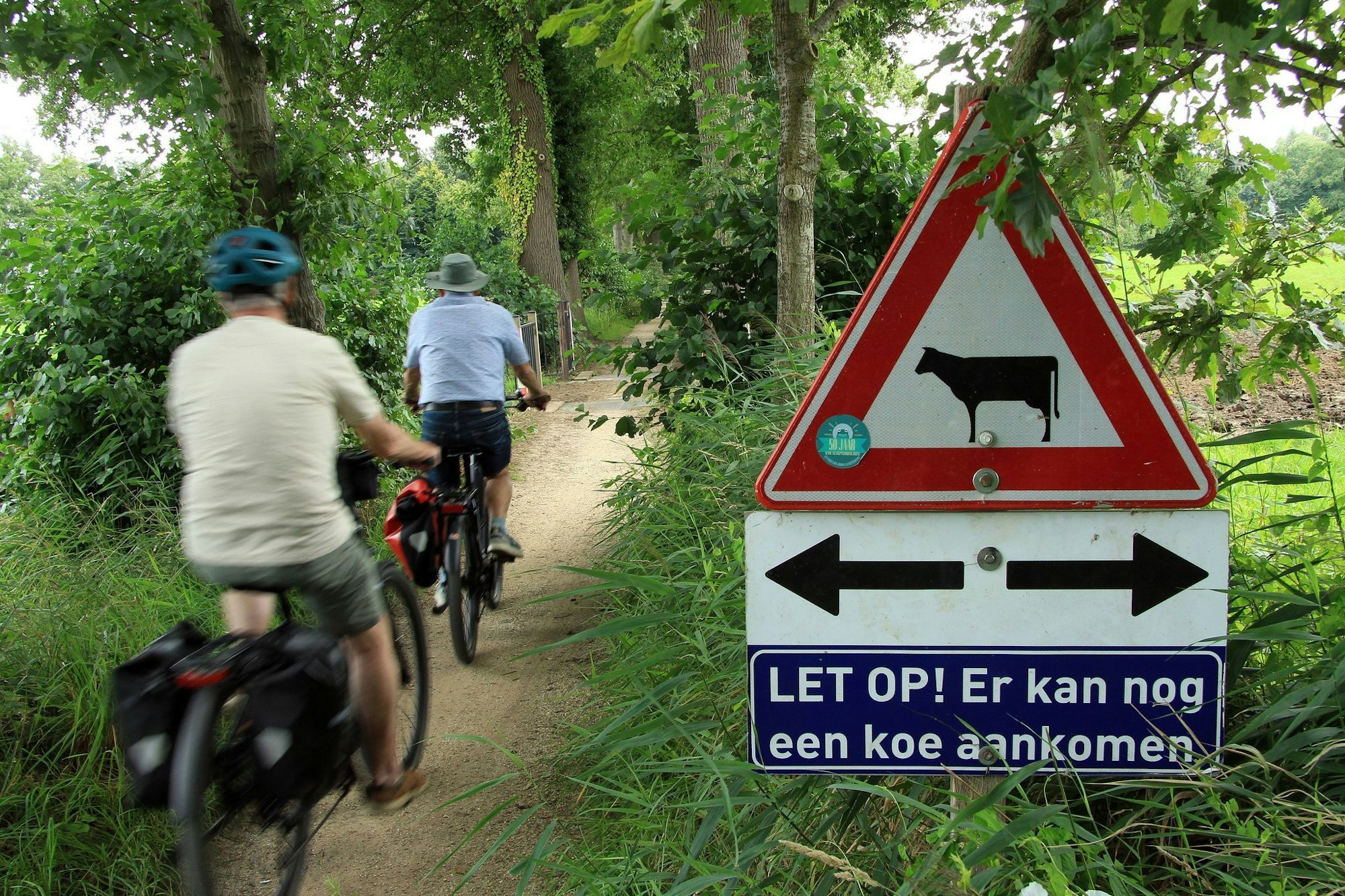 Radtouristen sind hier besser vorsichtig: Kühe könnten den Weg kreuzen, mahnt das Schild.
