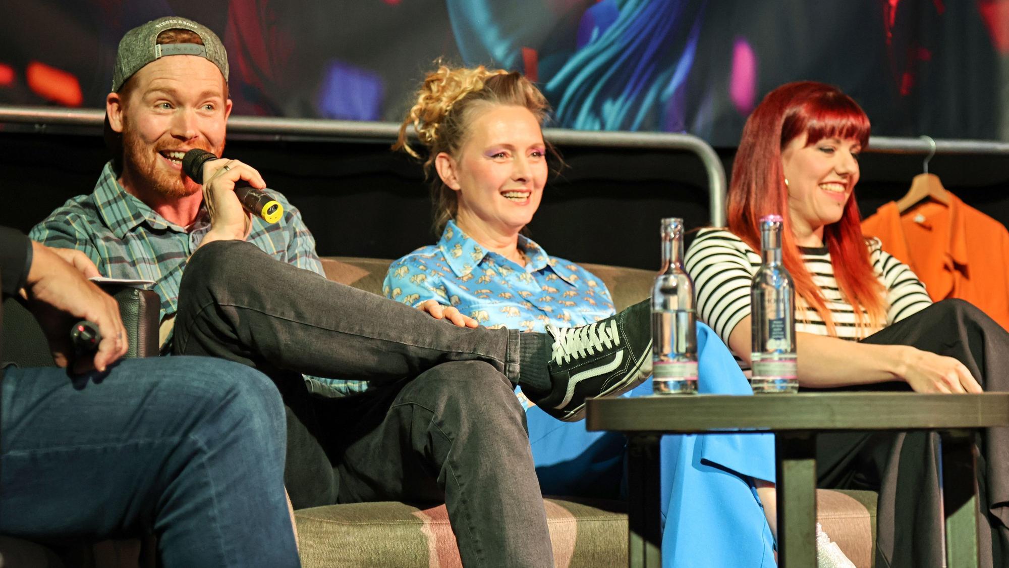 Nils Schreiber, Peggy Sugarhill und Johanna Eicker bei der Talkrunde.