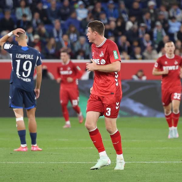 Dominique Heintz erlebte einen guten Abend in Hoffenheim, während Gegenspieler Tim Lemperle (l.) „viel Theater“ machte.