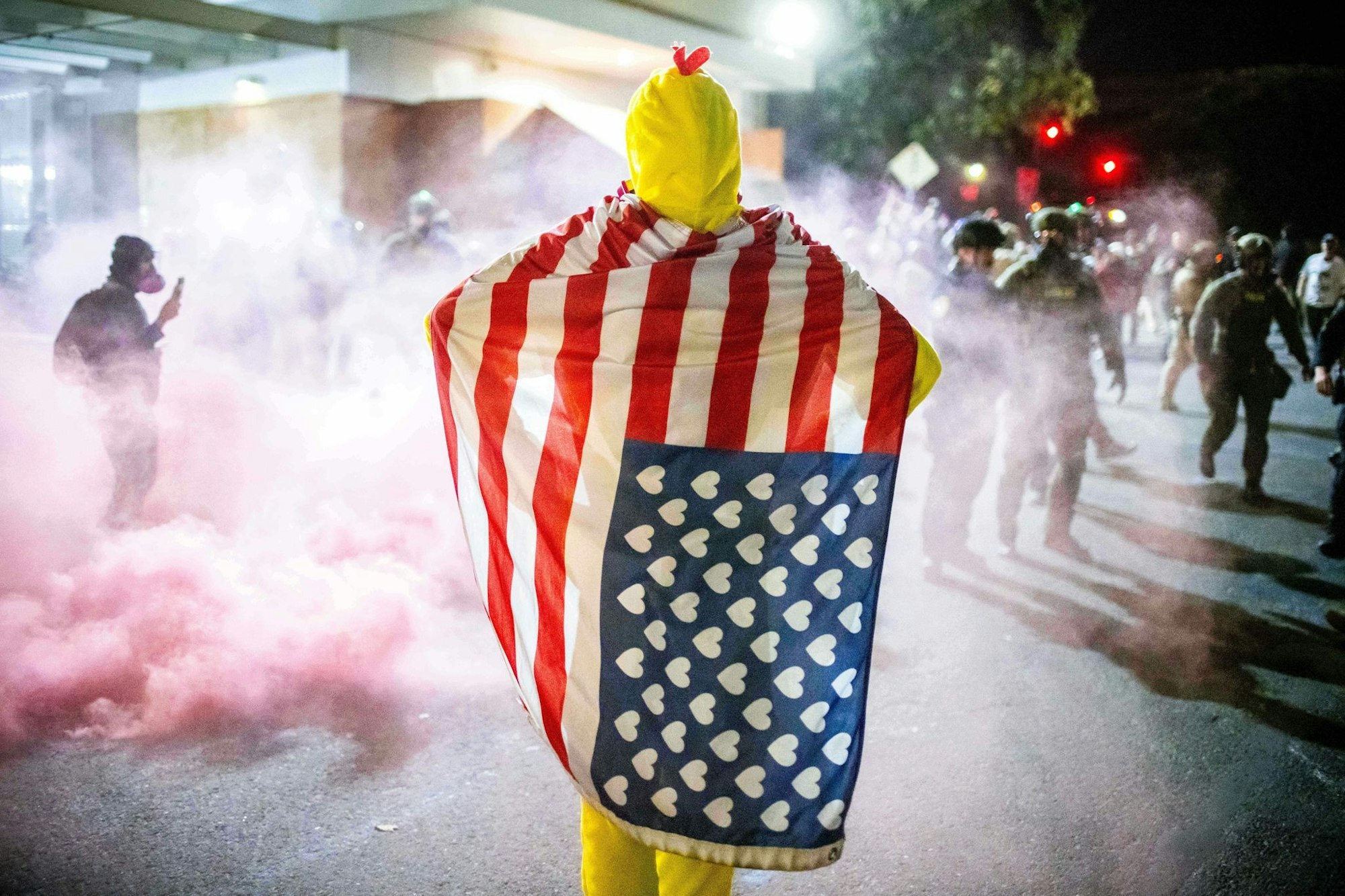 Es gibt Proteste gegen die Einwanderungsbehörde ICE in Portland.