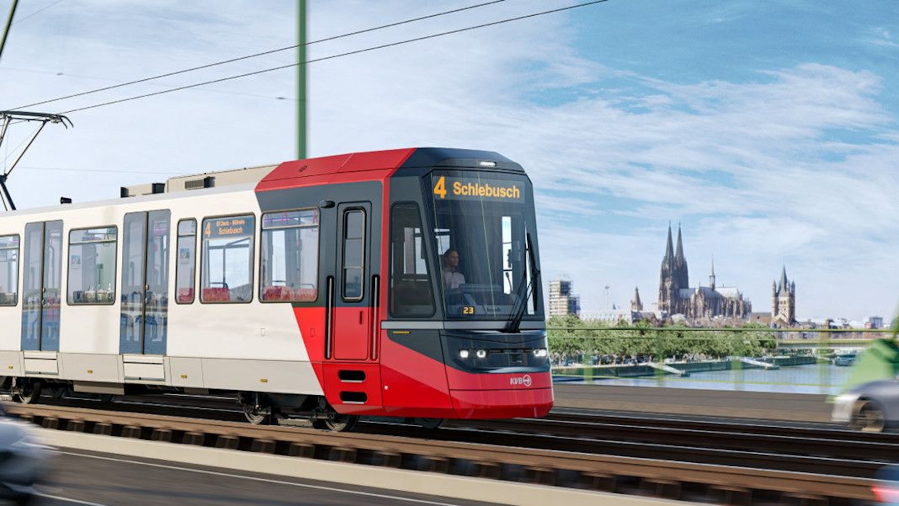 Die neue Hochflur-Stadtbahn der KVB vom Schweizer Hersteller Stadler
