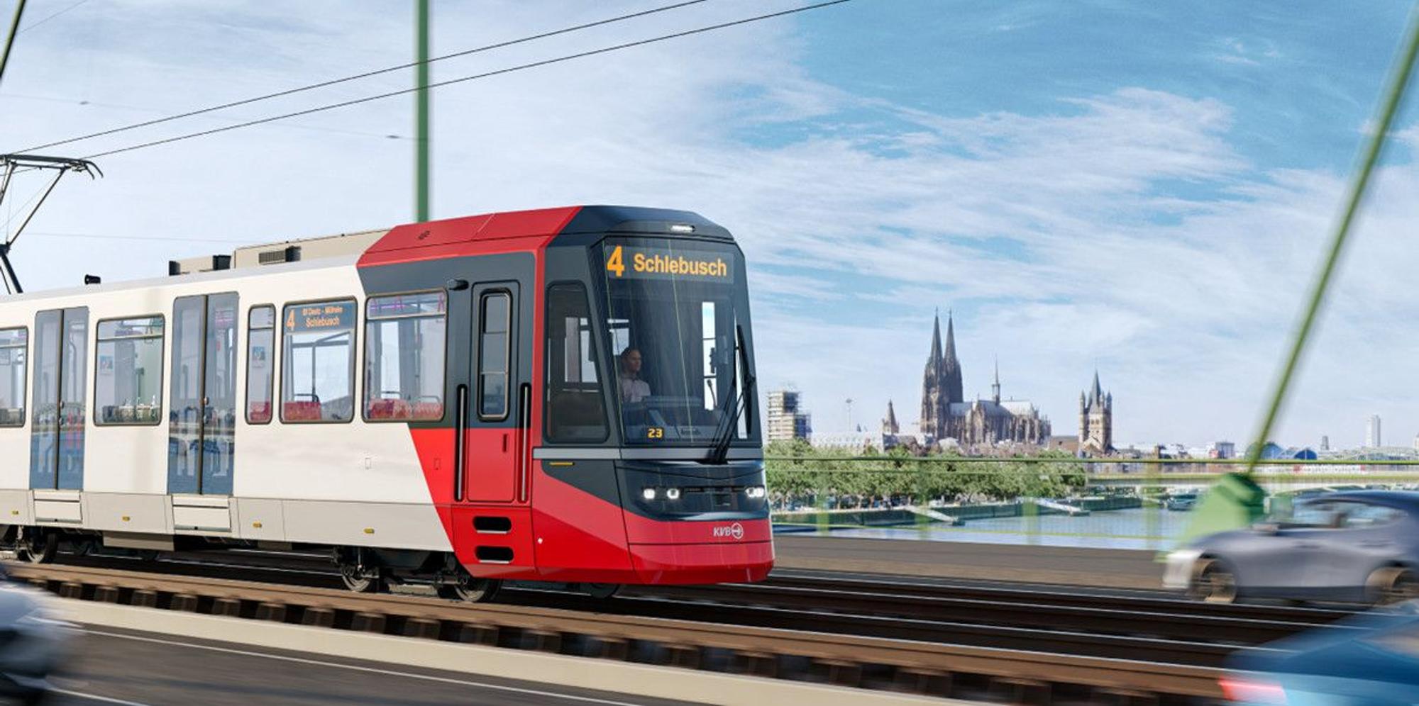 Die neue Hochflur-Stadtbahn der KVB stammen vom Schweizer Hersteller Stadler.
