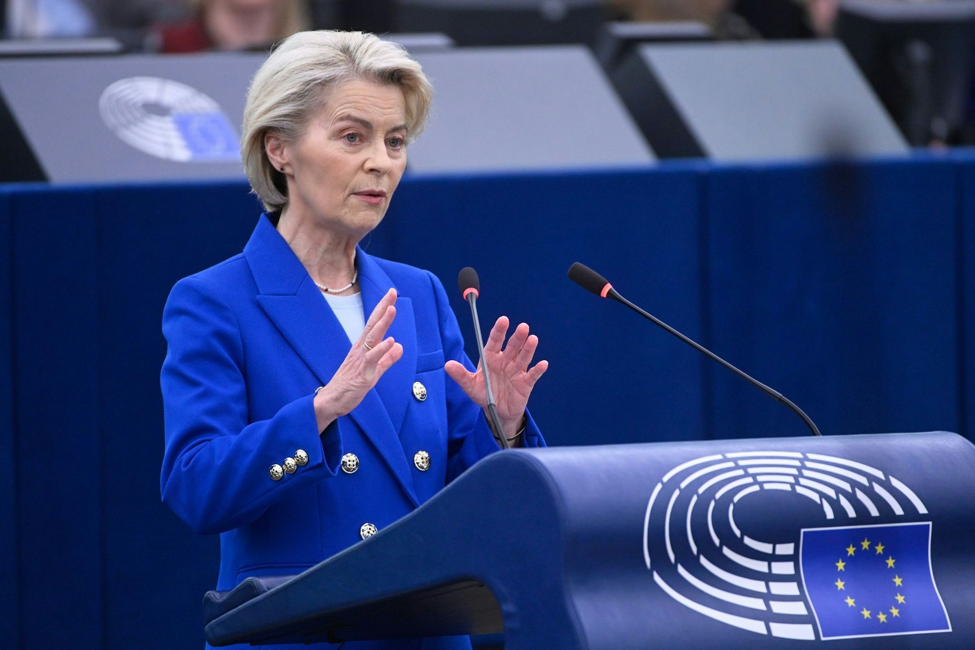 Kommissionspräsidentin Ursula von der Leyen rief angesichts der Bedrohungen aus Russland dazu auf, darauf nicht nur zu reagieren, sondern auch abzuschrecken.