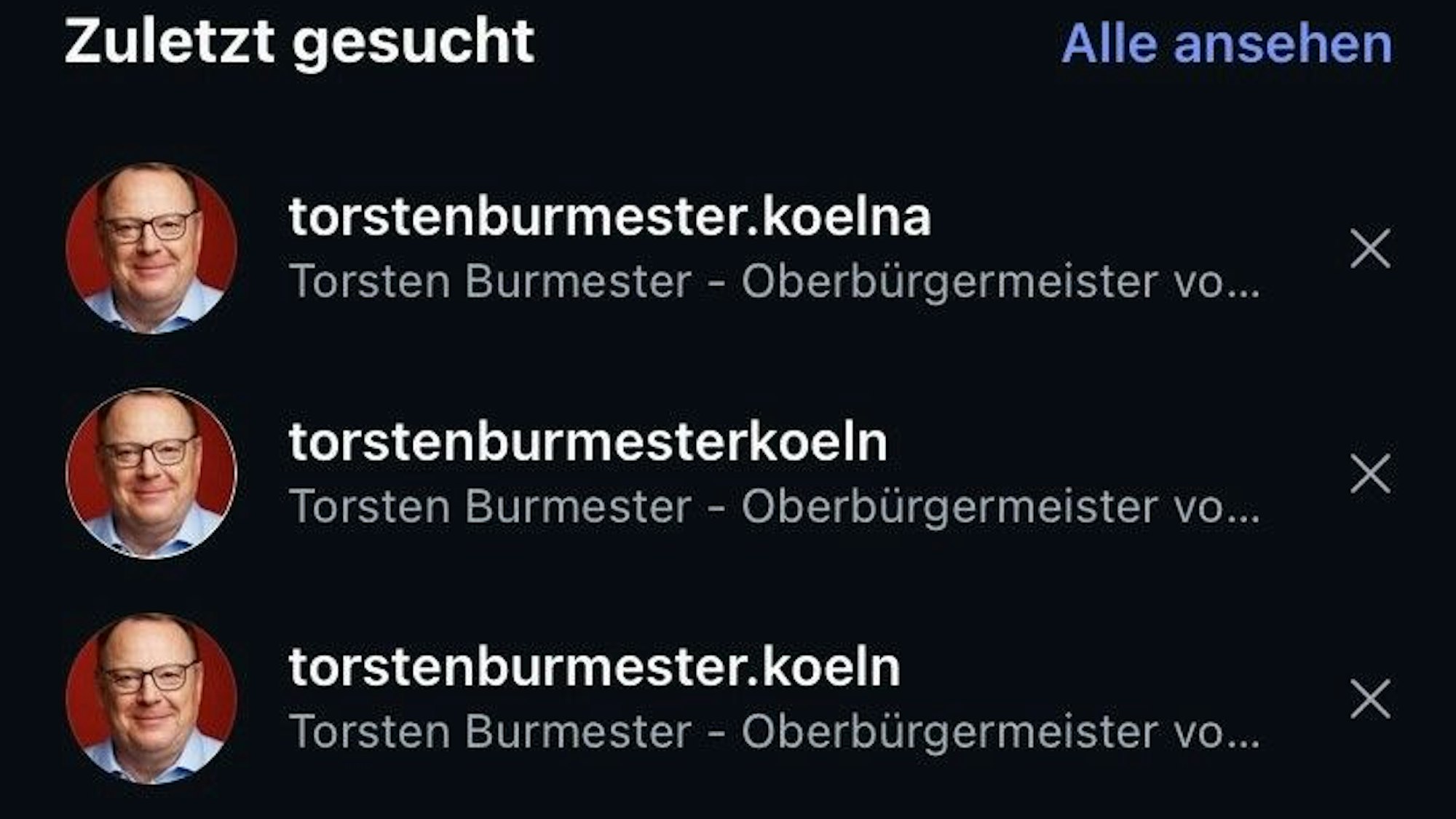 Auf Instagram erschienen am Donnerstag (9. Oktober) bei der Suche nach dem Profil von Torsten Burmester gleich drei Accounts: Der richtige sowie zwei Fakes.