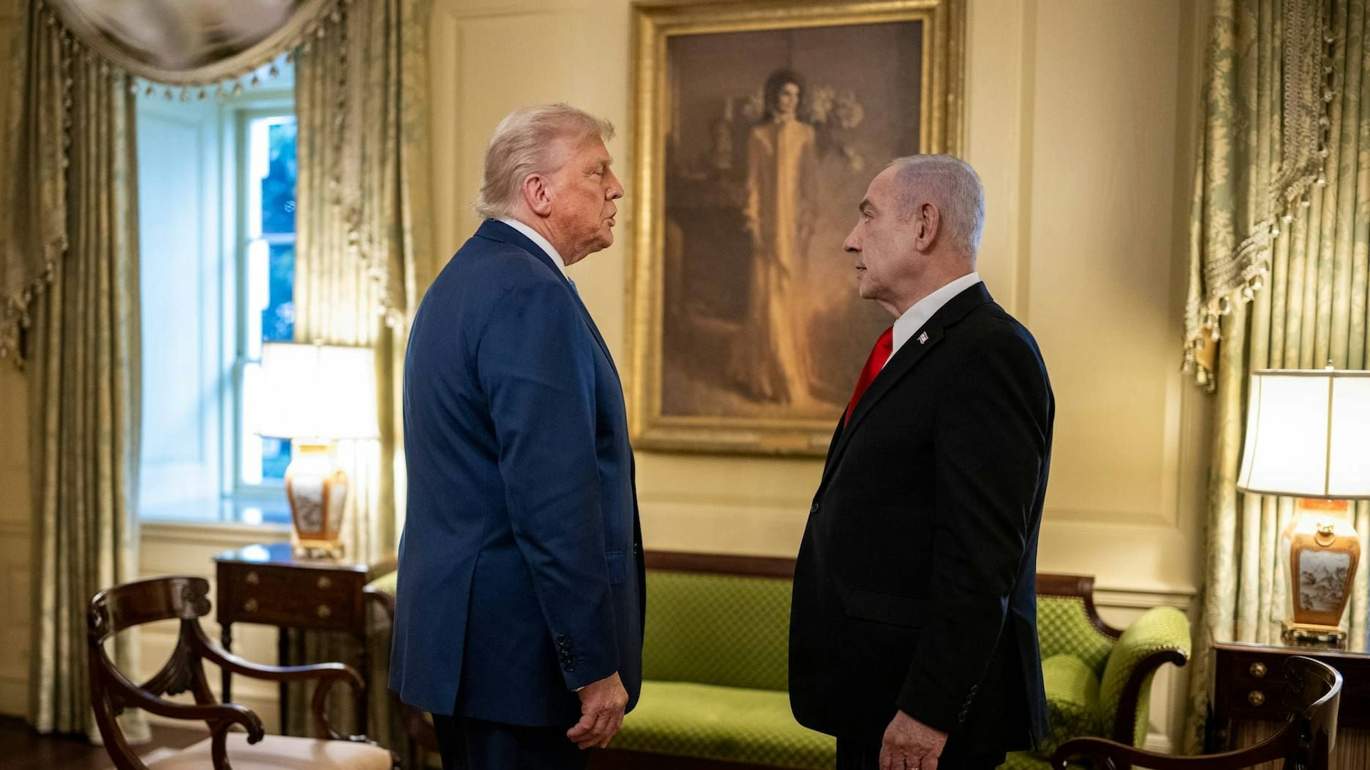 US-Präsident Donald Trump und Israels Präsident Benjamin Netanjahu – hier bei einem Besuch Netanjahus im Weißen Haus. /White House