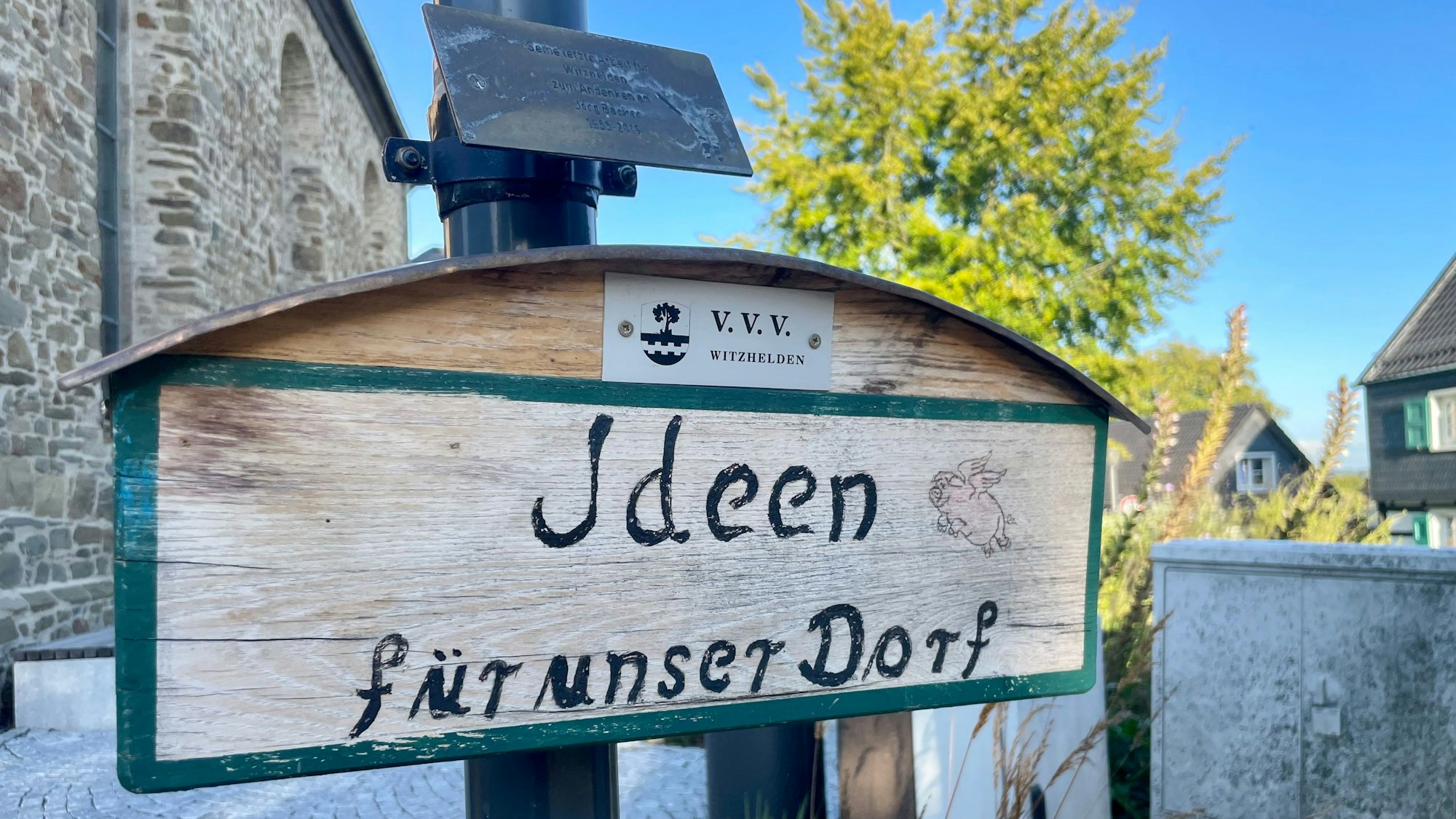 Ein Schild.