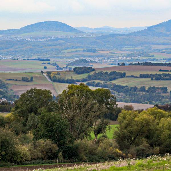 Vulkanberge bei Maria Laach: Wie frühere Auswürfe hier die Landschaft geprägt haben, ist noch gut zu erkennen.