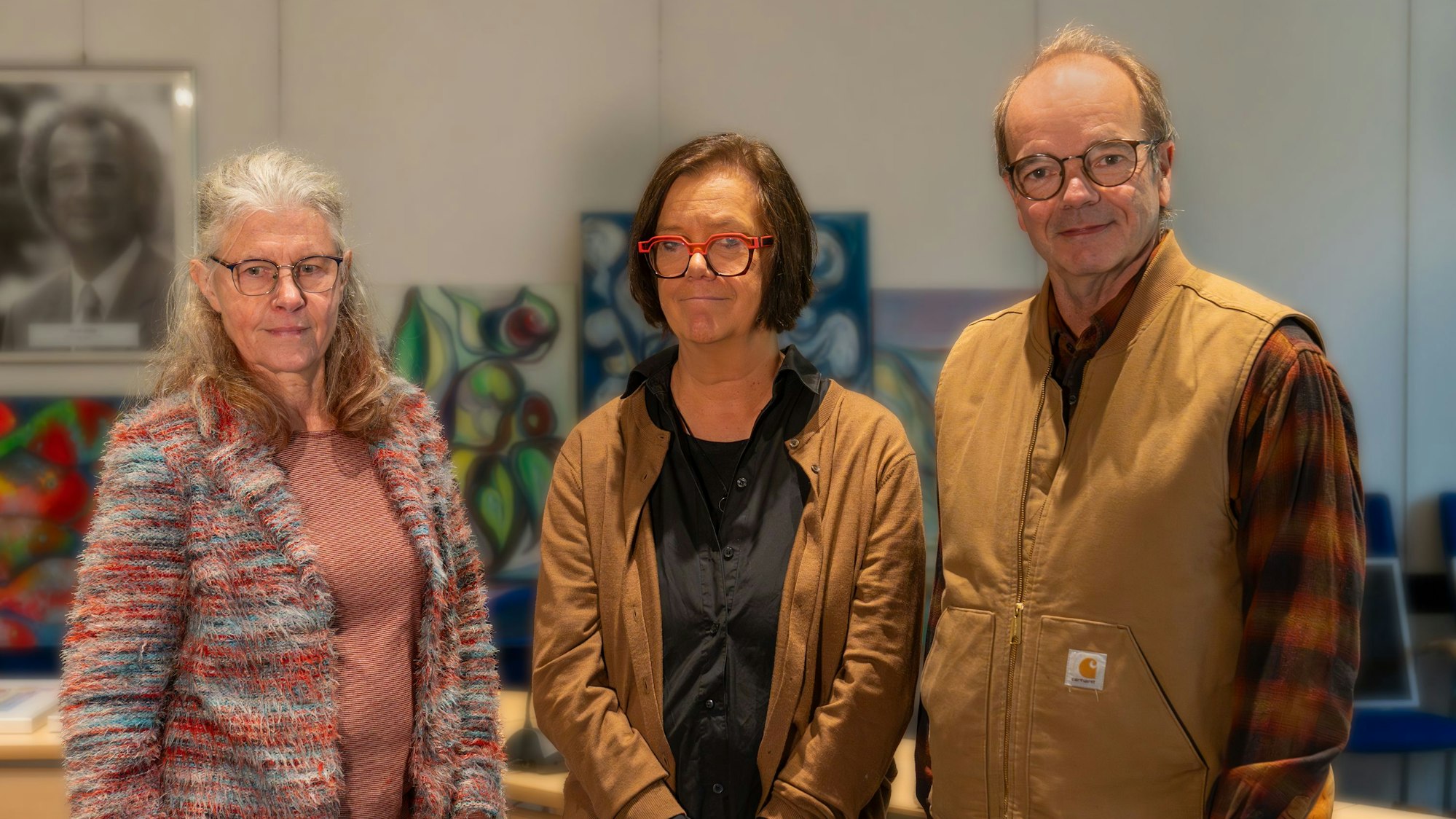 Tessa Ziemssen, Gisela Elbracht-Iglhaut und Boris Becker, die Jury der Jurierten Jahresausstellung in Leichlingen.