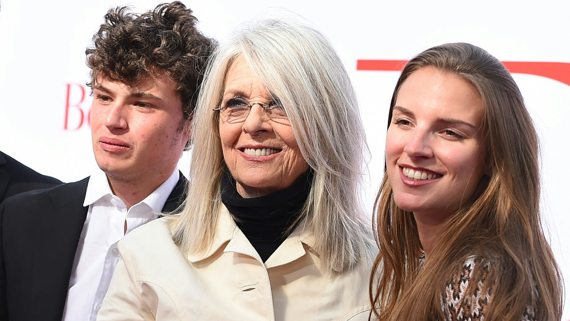 Diane Keaton mit ihren beiden Kindern Duke Keaton (l) und Dexter Keaton.