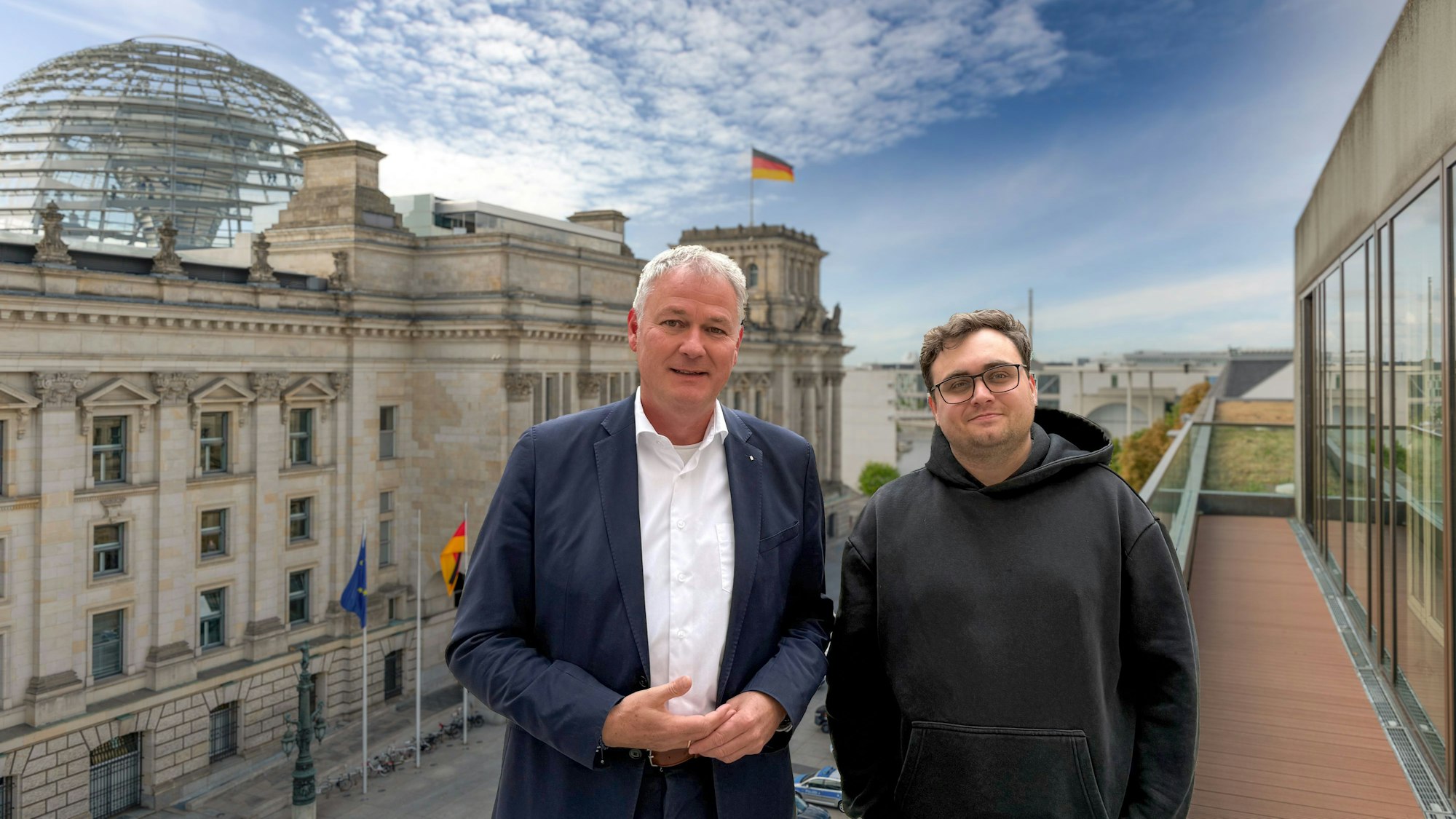 Carsten Brodesser (CDU, l.) gewinnt die Bundestagswahl. Für die Linke geht Jan Köstering nach Berlin.