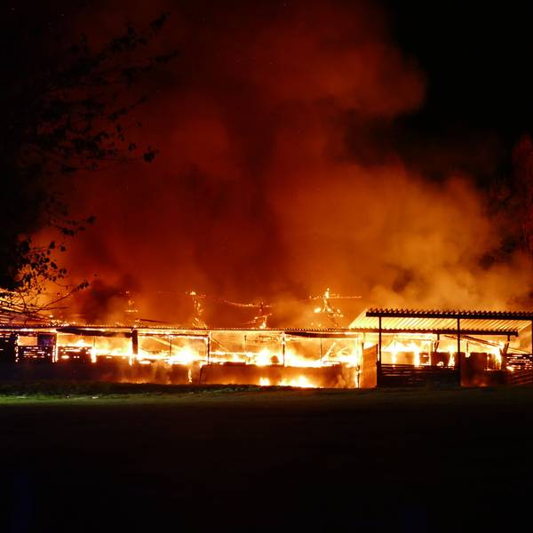 Die Scheune stand auf der gesamten Länge in Flammen.