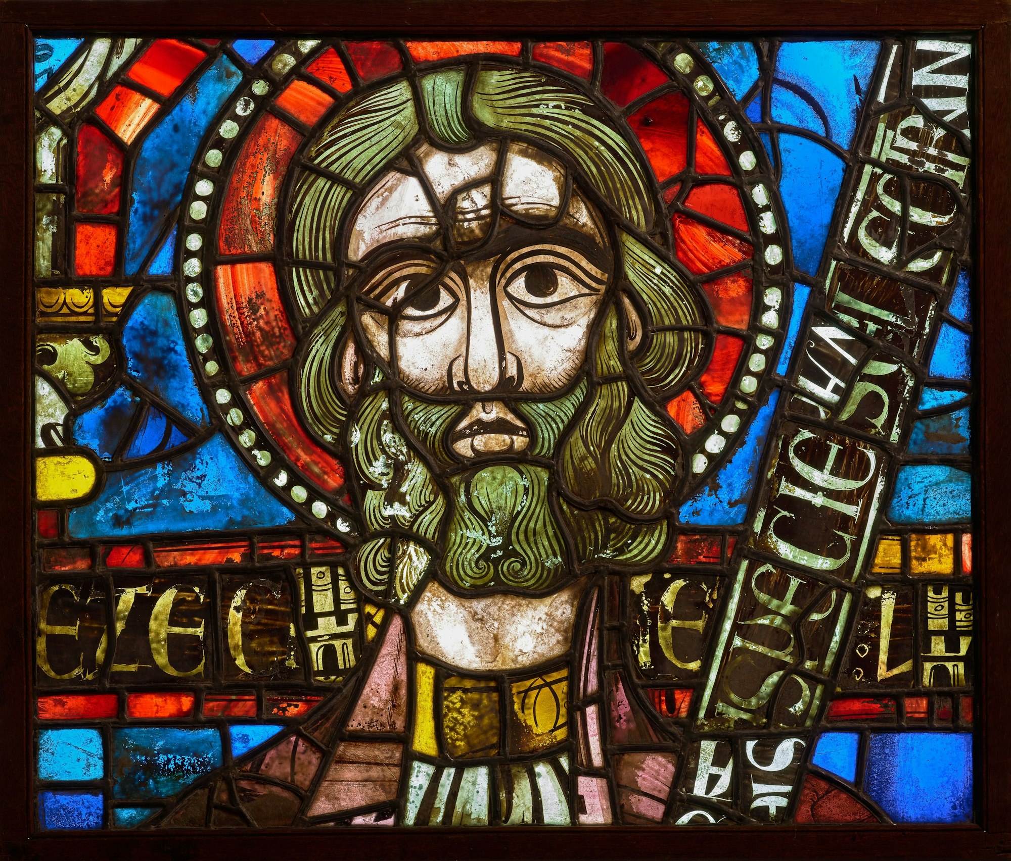 Der Prophet Ezechiel, Glasmalerei aus der Kathedrale Saint Gervais et Saint Protais, Soissons/Frankreich, 1. Viertel 13. Jahrhundert, Khanenko Museum Kiew