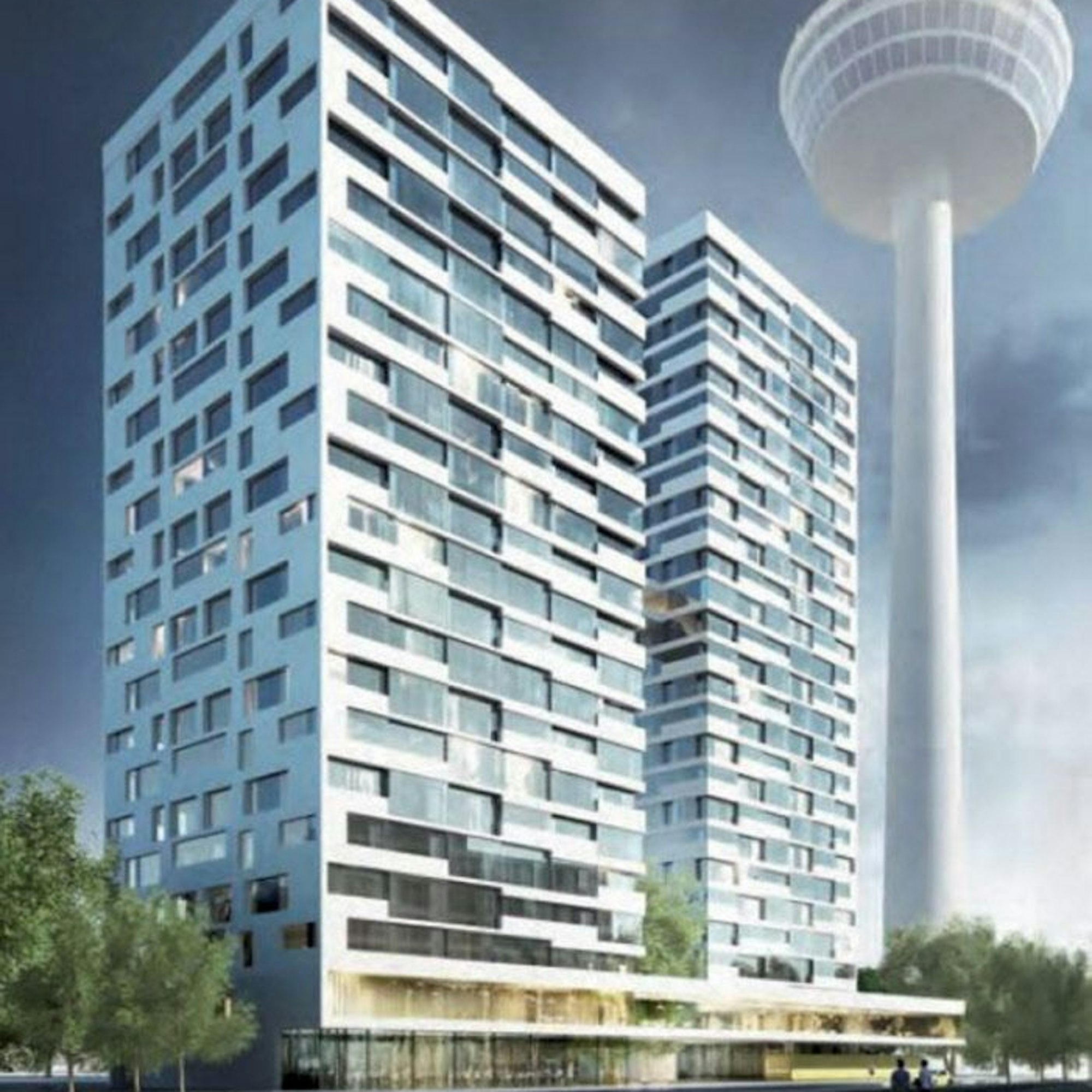 Der Etnwurf von Peter Roth für die Hochhäuser am Fernsehturm.