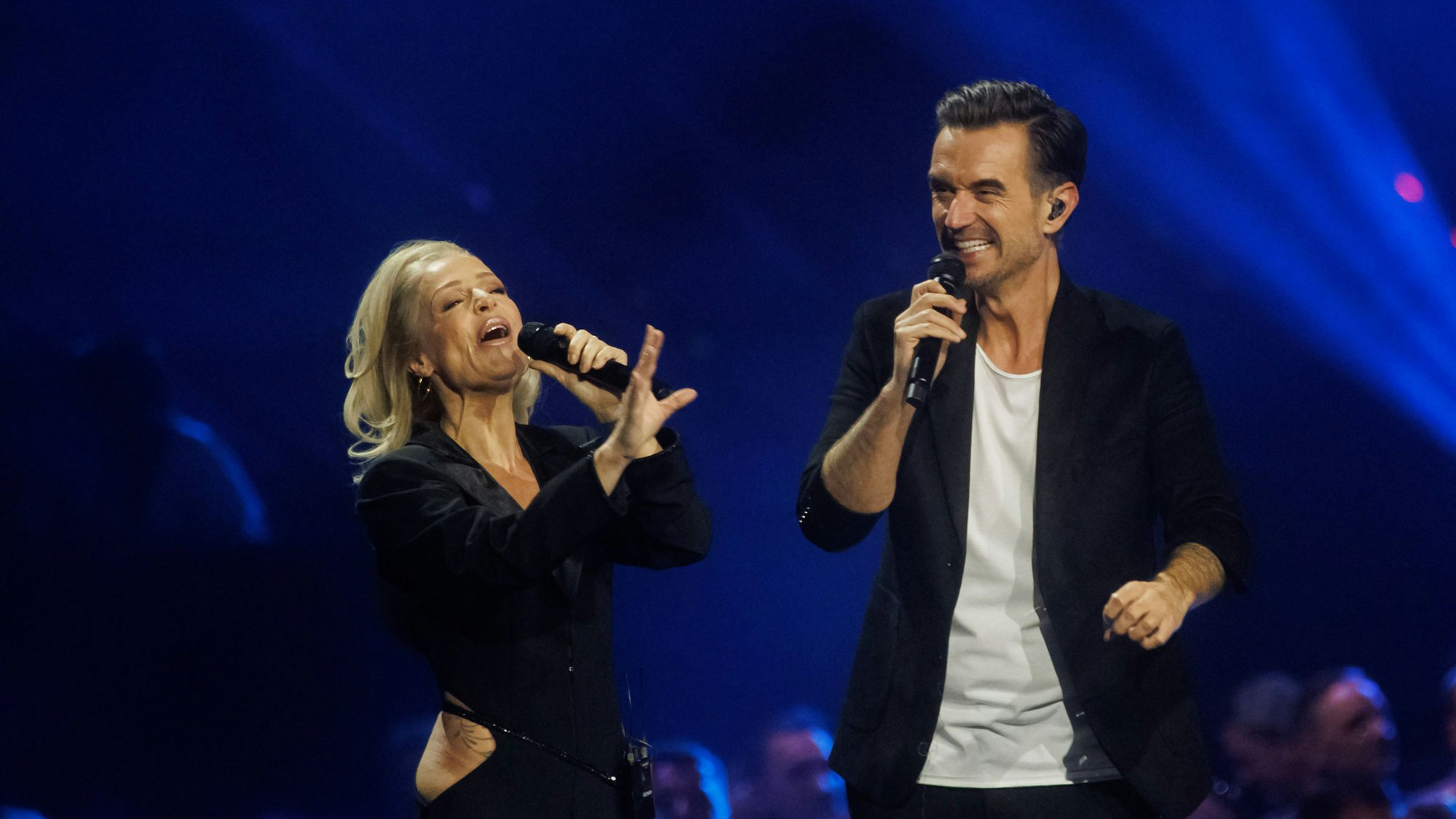 Michelle und Florian Silbereisen bei der ARD-Livesendung „Schlagerchampions – Das große Fest der Besten 2025“ im Velodrom Berlin