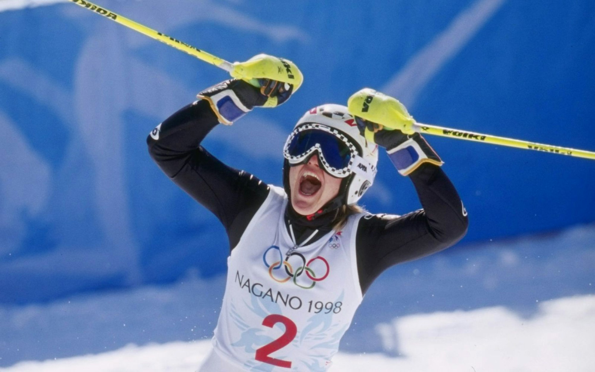 Bei den olympischen Winterspielen 1998 im japanischen Nagano gewinnt Hilde Gerg sensationell im Slalom Gold und holt Bronze in der Kombination. (Bild: Getty Images / Gary M. Prior)