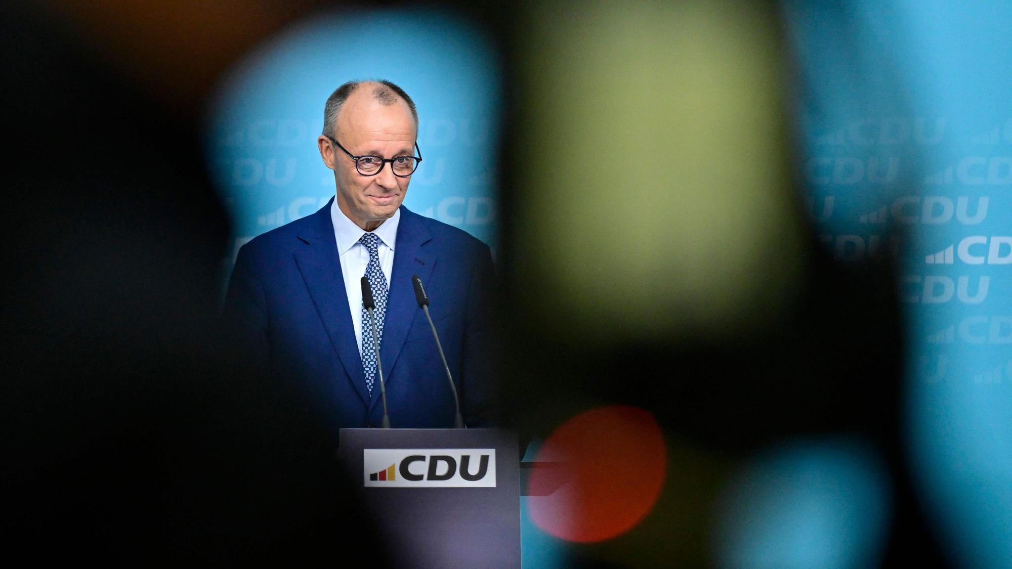 Friedrich Merz bei einer Pressekonferenz (Archivfoto).