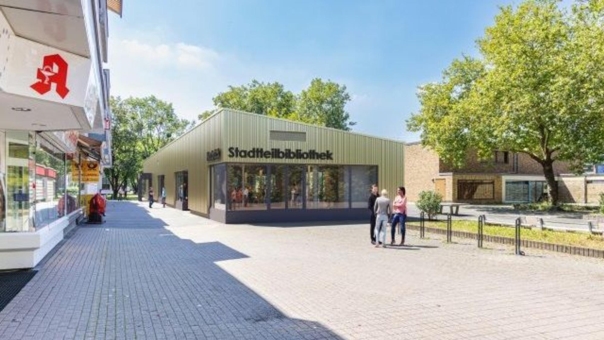 Visualisierung: So soll die Bibliothek Neubrück nach der Sanierung aussehen.