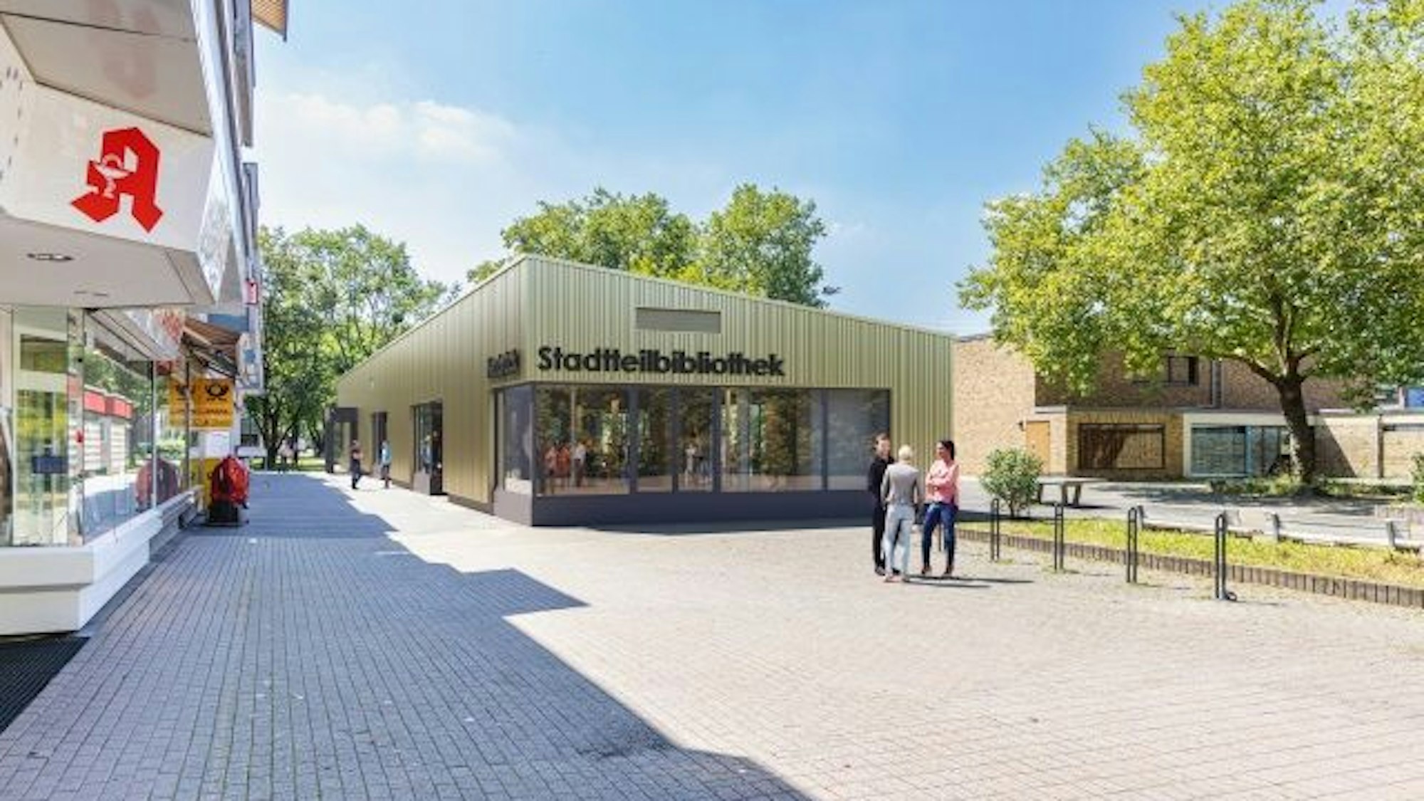 Visualisierung: So soll die Bibliothek Neubrück nach der Sanierung aussehen.