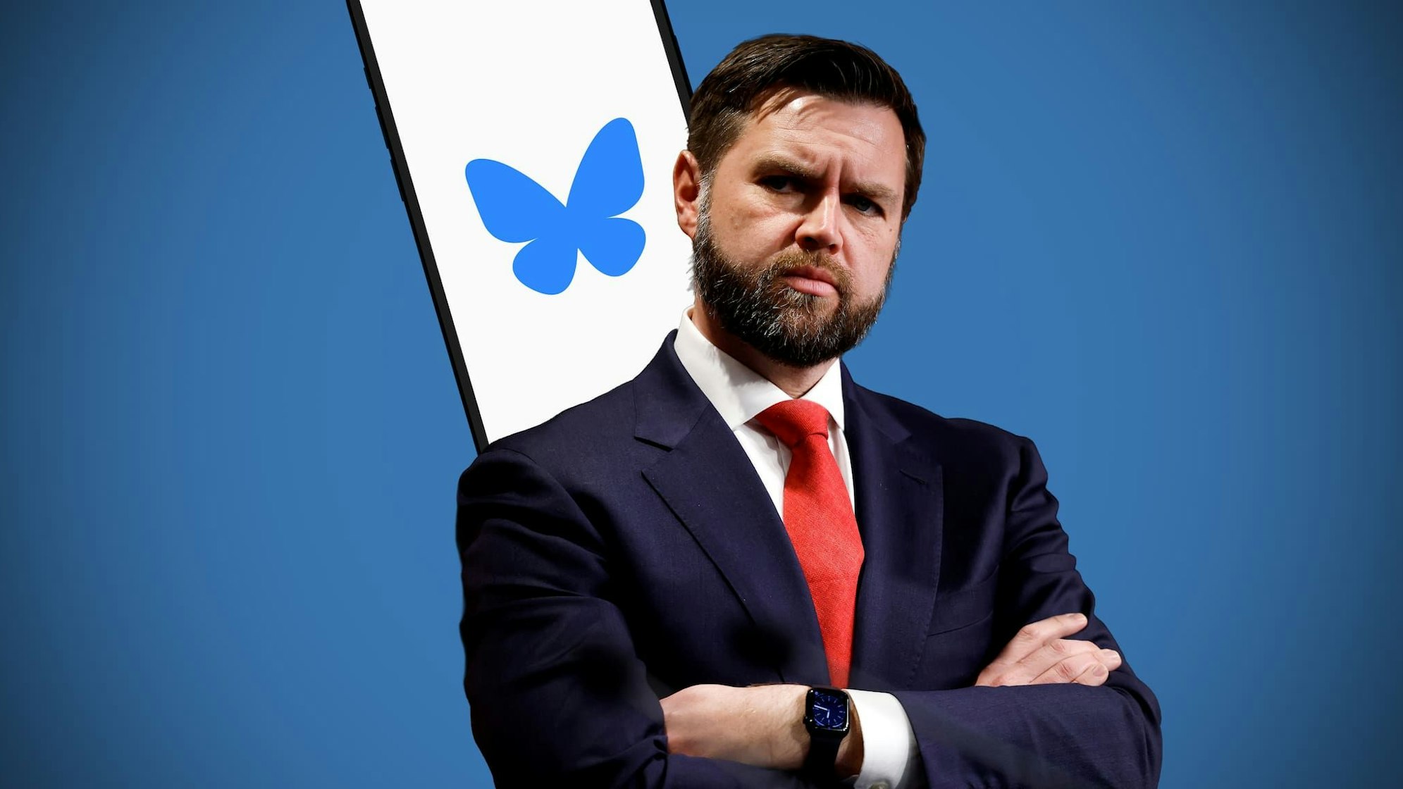 JD Vance ist bei Bluesky – und wird dort in Massen blockiert. . /RND (Montage); Foto: Anna Moneymaker/