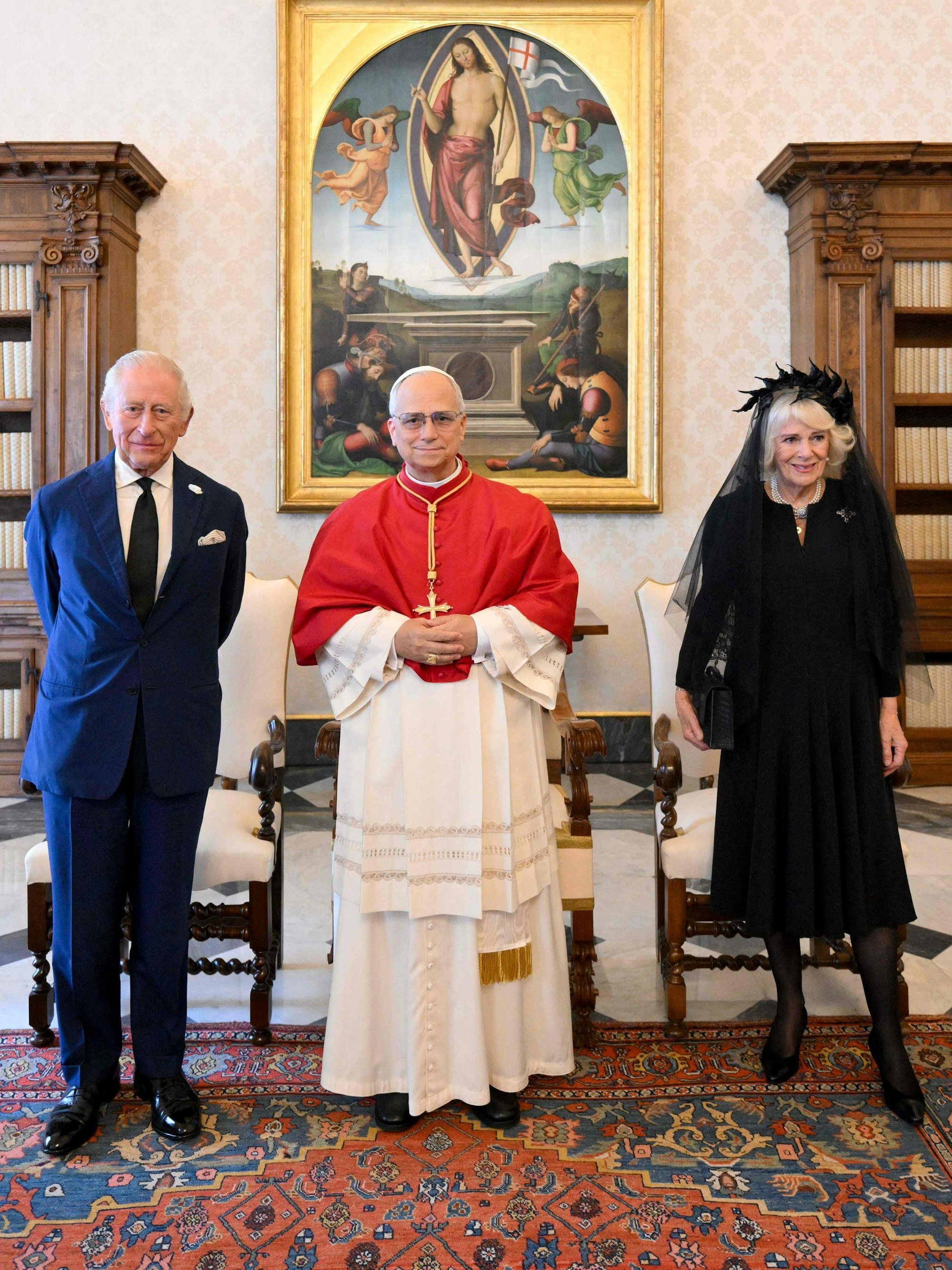 Papst Leo XIV. beim Treffen mit den britischen Royals im Vatikan.