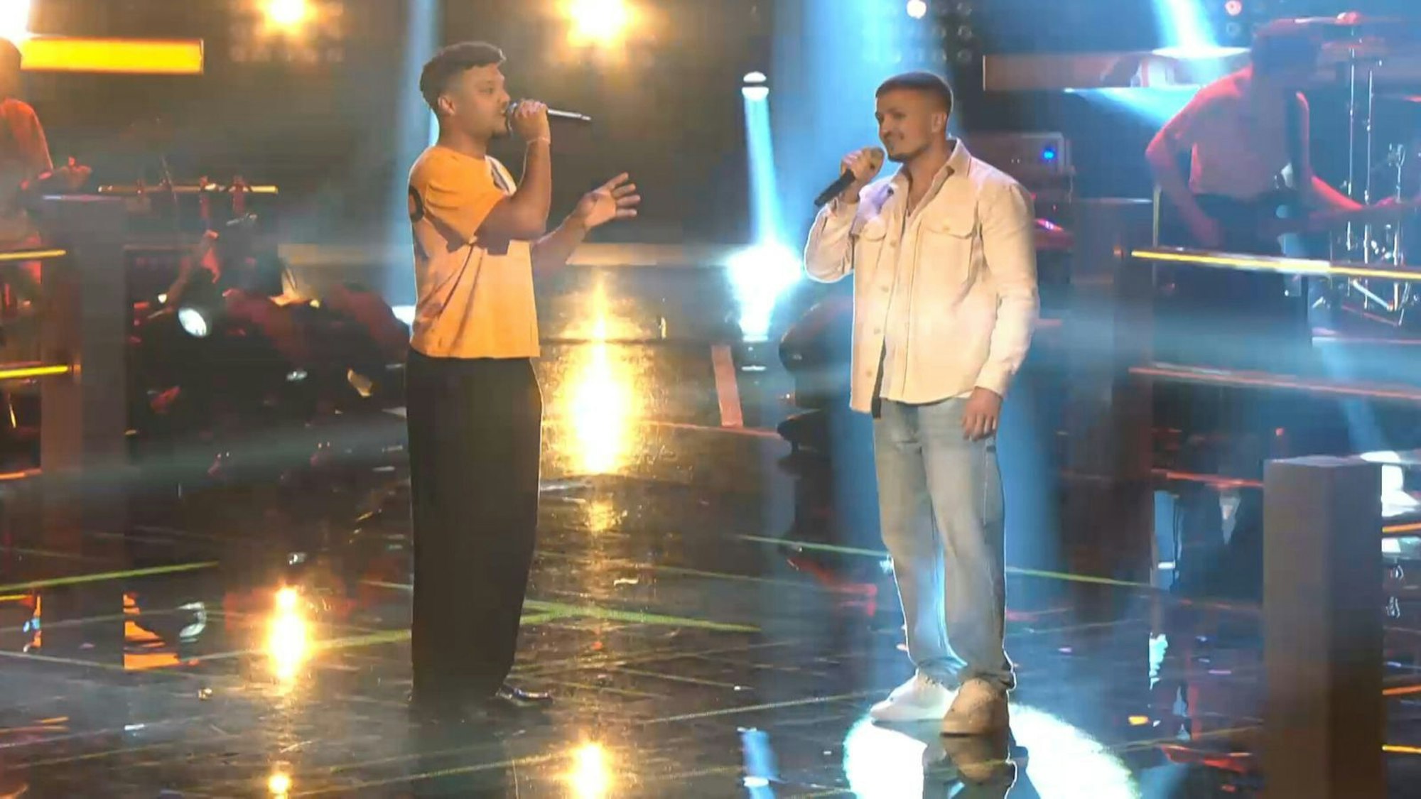 Auch für Manuël Stepanov und Marin Vrdoljak endet hier die „The Voice“-Reise.  (Bild: Joyn)
