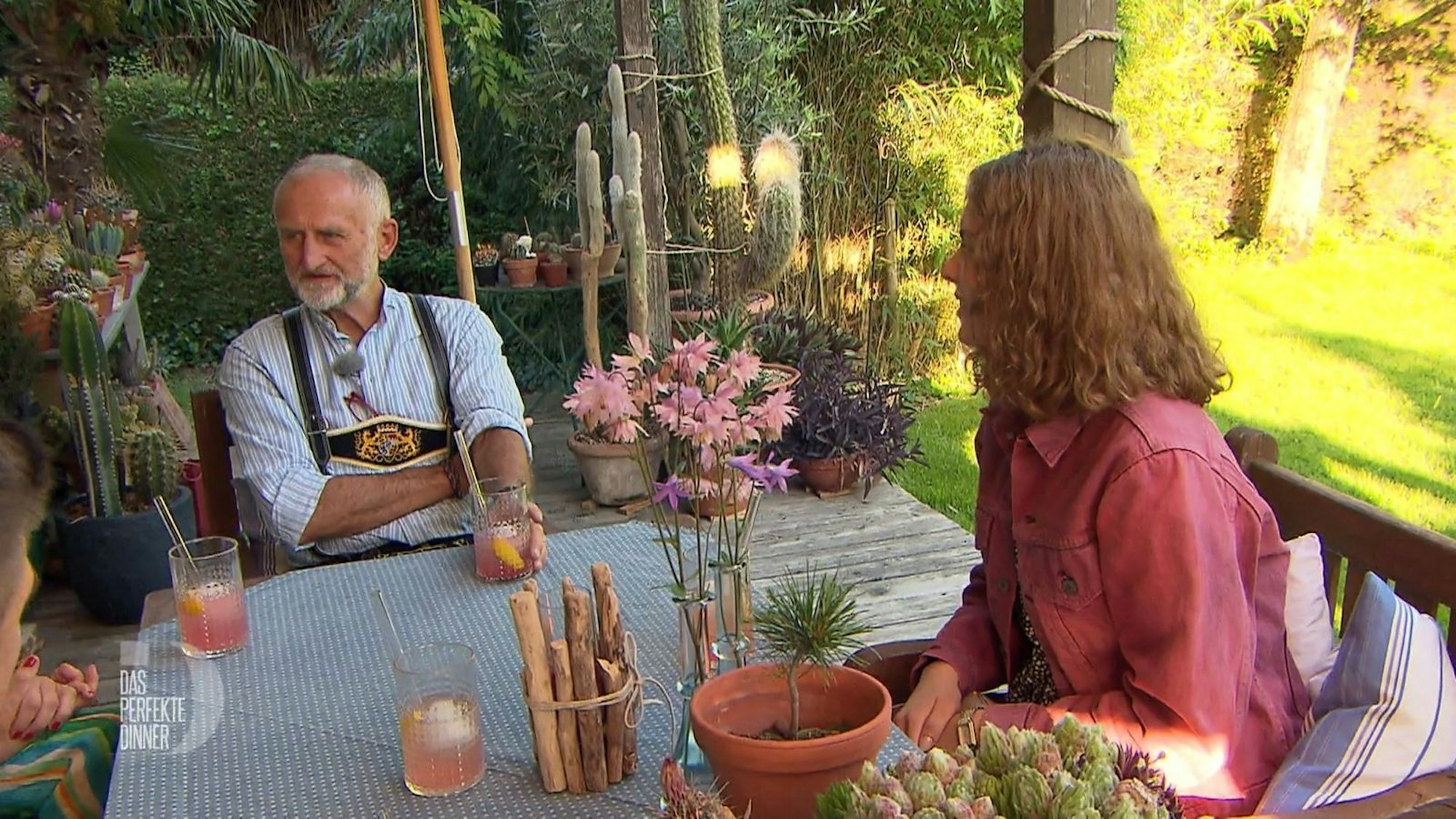 Den Aperitif nimmt die Runde in Franz' üppigem Garten ein. (Bild: RTL)