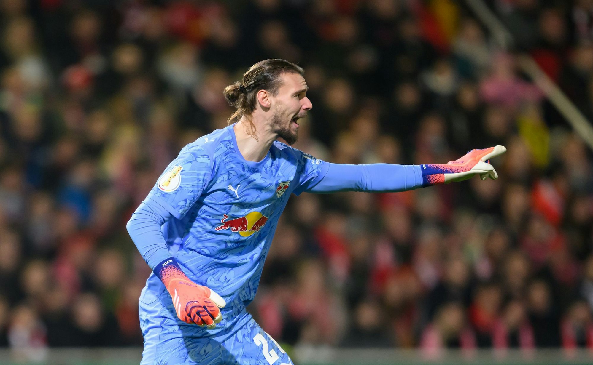 Torwart Maarten Vandevoordt (RB Leipzig) durfte wie schon in der ersten Pokalrunde im Tor starten.