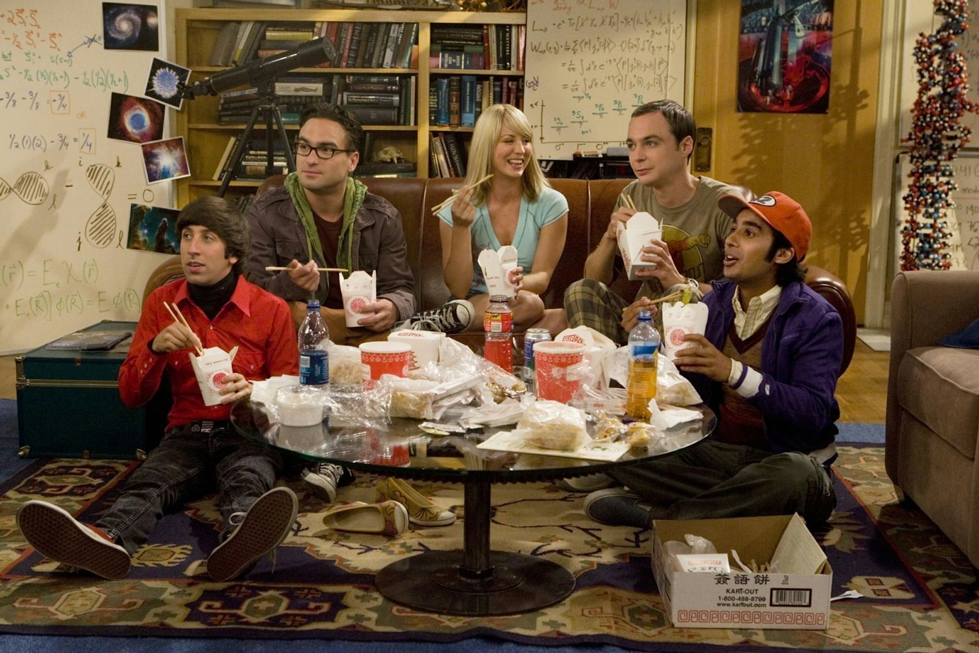 Auch die Stars von „The Big Bang Theory“ wurden immer populärer - und teuerer (von links): Simon Helberg, Johnny Galecki, Kaley Cuoco, Jim Parsons und Kunal Nayyar. (Bild: ProSieben / Warner Bros. TV)