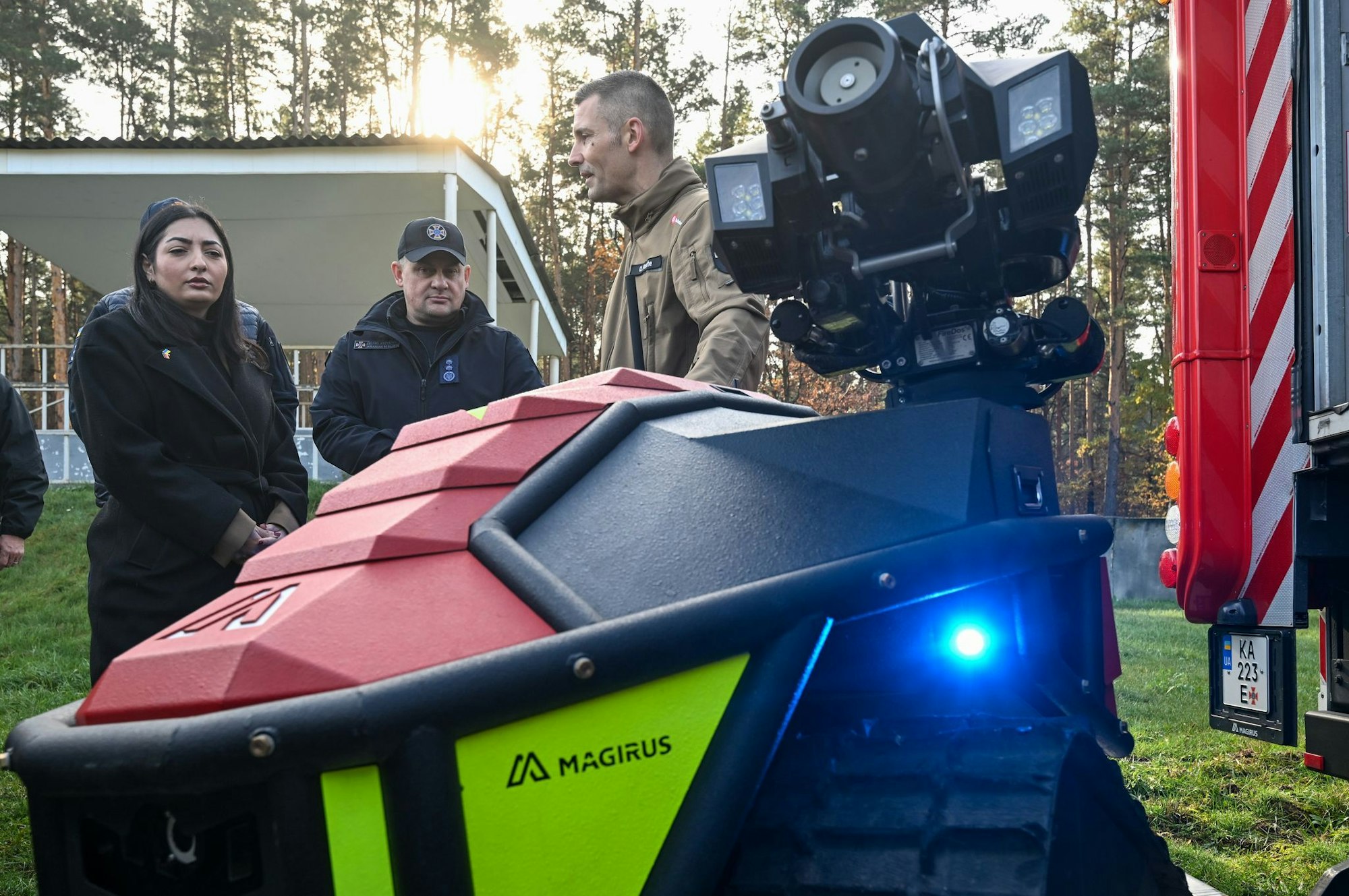 Der Löschroboter wurde von einer deutschen Firma entwickelt.